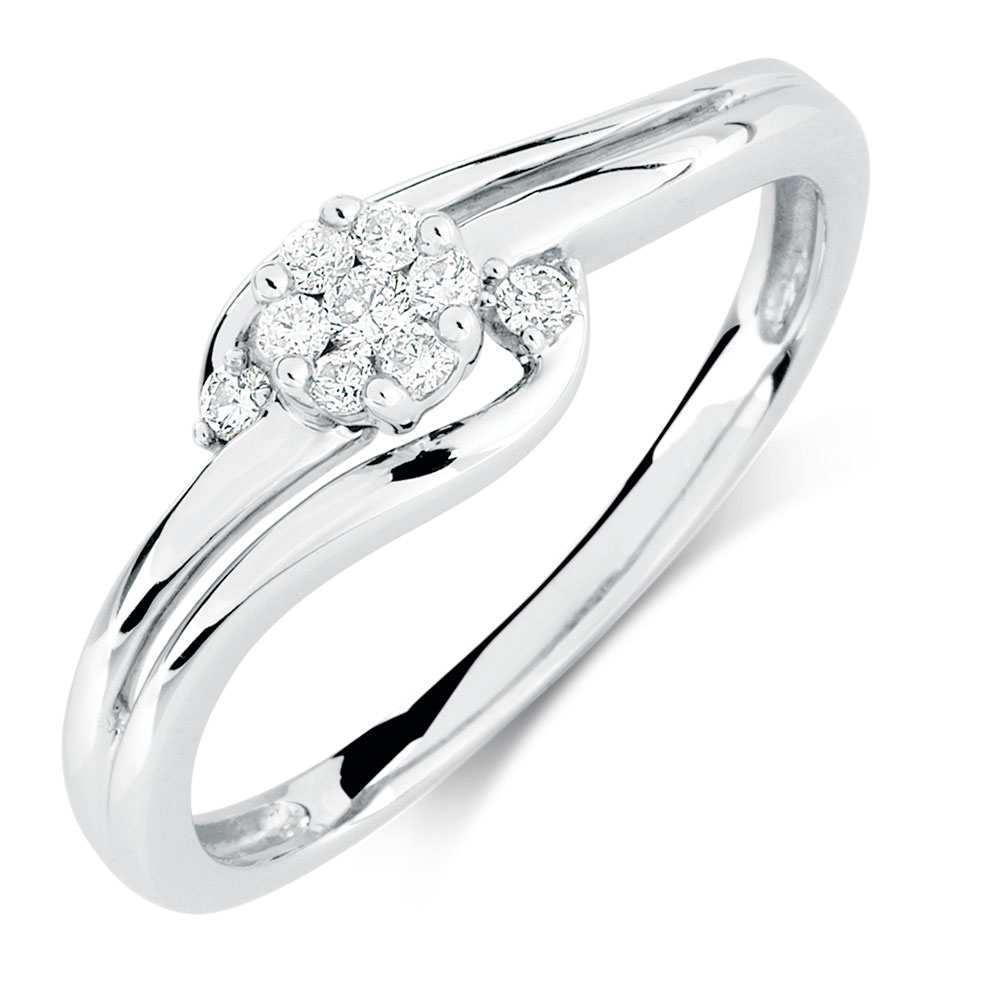 Promise Ring with Diamonds in 10kt White Gold