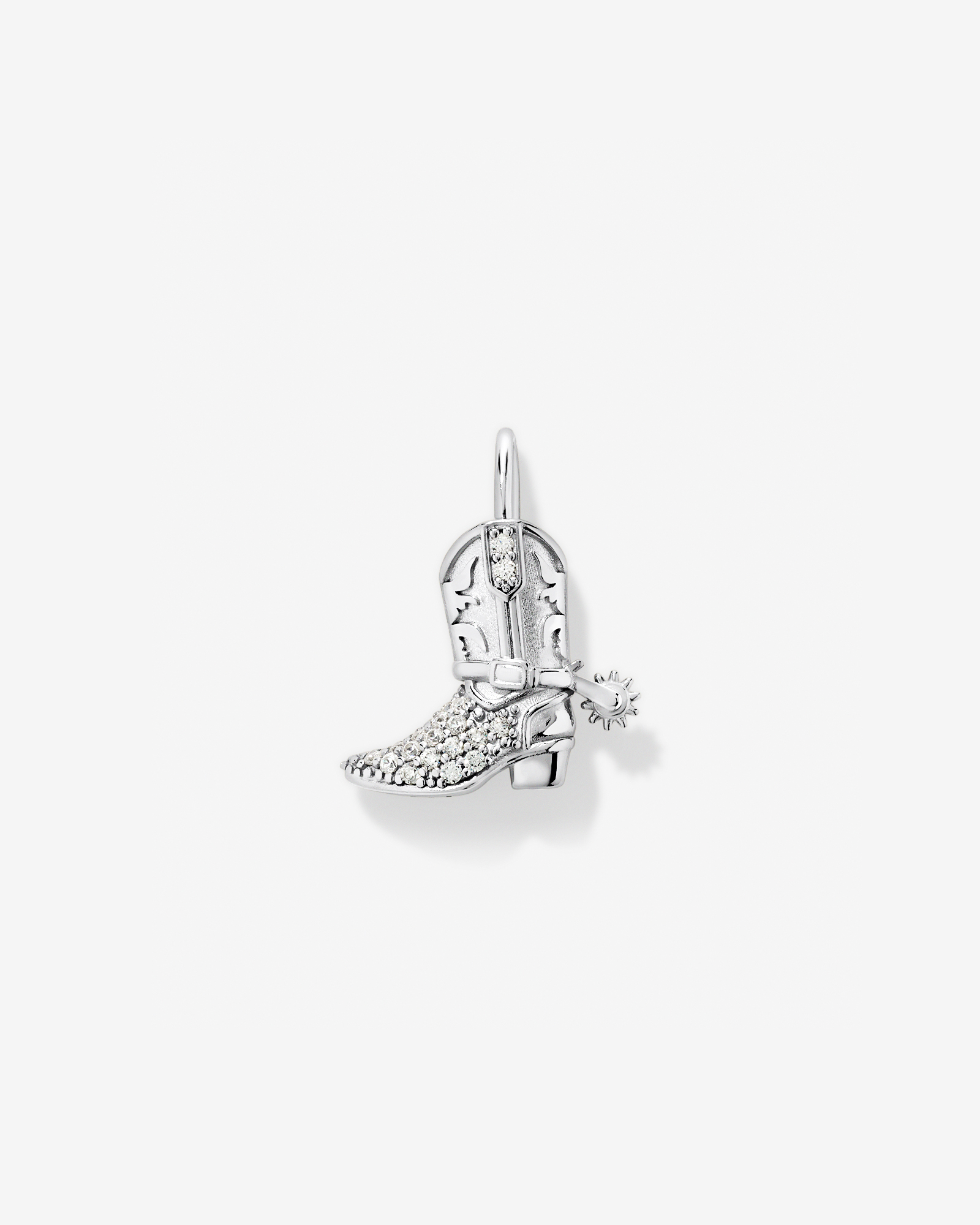 Cowboy Boot Pendant in Sterling Silver with Cubic Zirconia