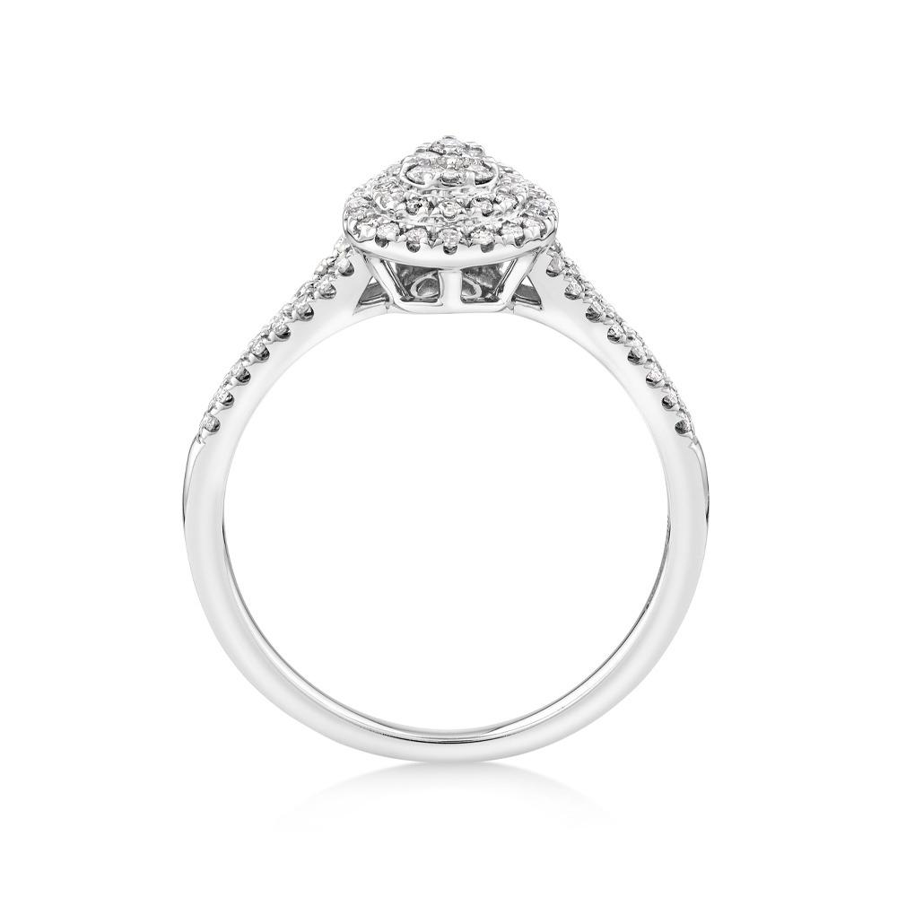 0.30 Carat TW Pear Shaped Cluster Halo Diamond Ring in 10kt White Gold