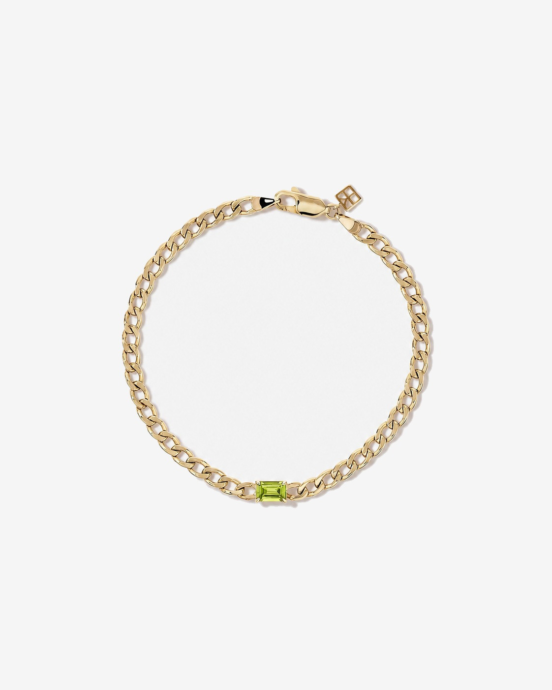 Peridot Curb Link Bracelet in 10kt Yellow Gold