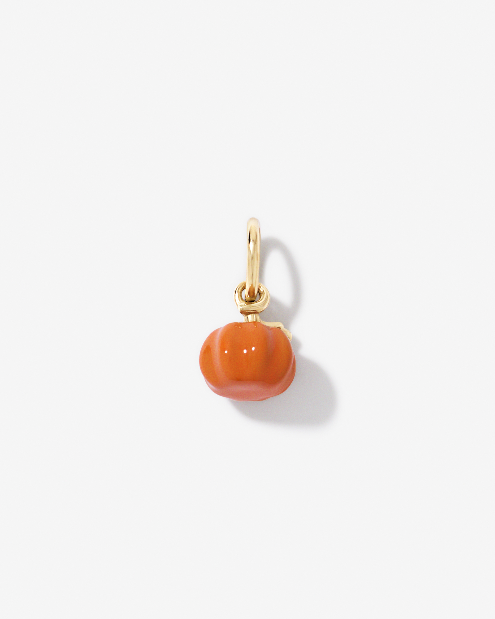 Thanksgiving Pumpkin Pendant with Orange Enamel in 18kt Yellow Gold Vermeil