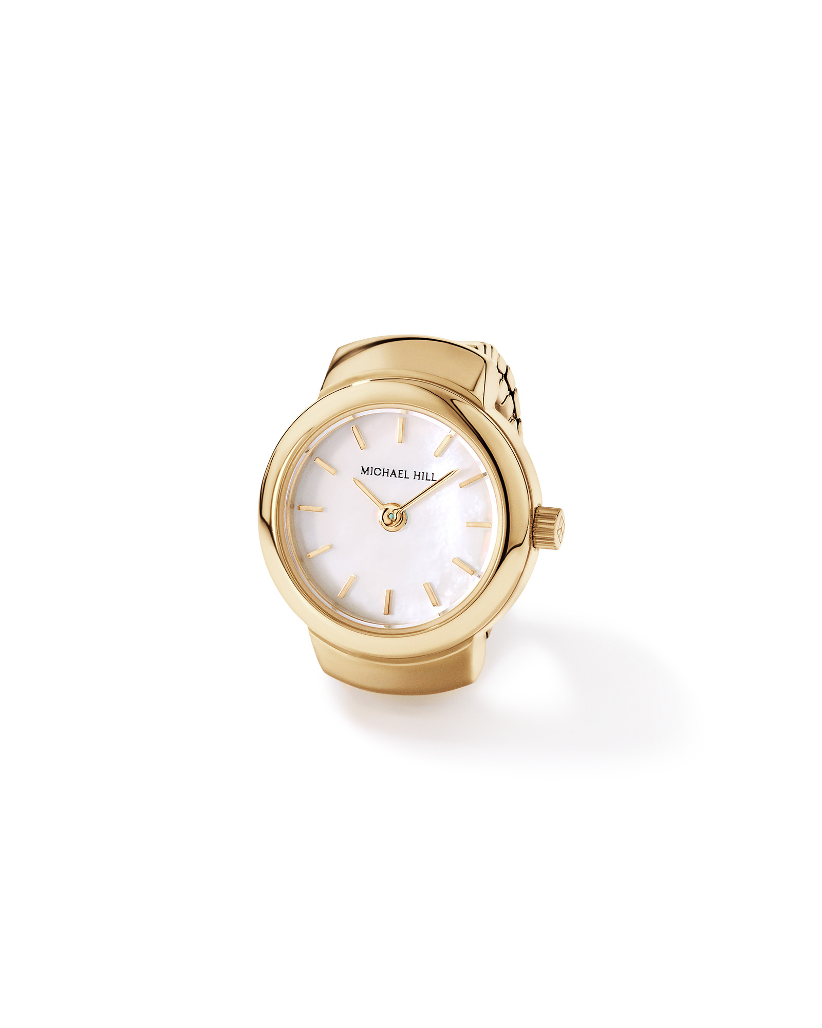 Mother of Pearl Watch Ring in Gold Tone Stainless Steel