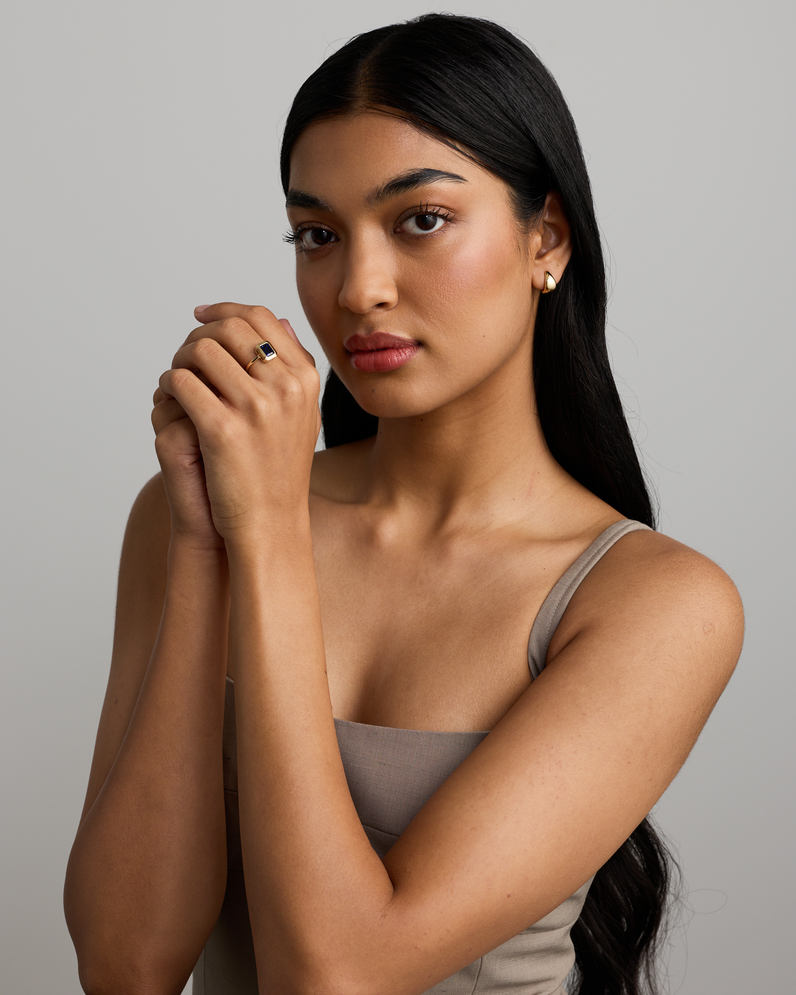 Emerald Cut Created Sapphire Bezel Ring 10kt Yellow Gold