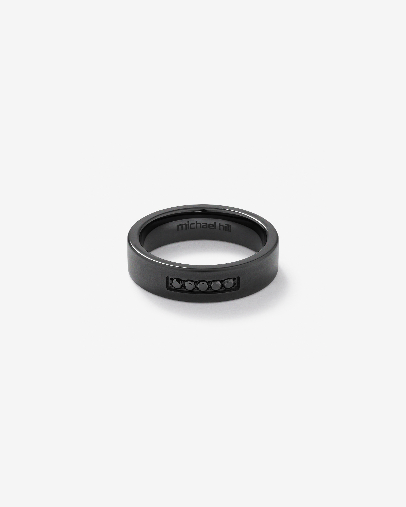 6mm Black Titanium Ring with Enhanced Black Diamonds