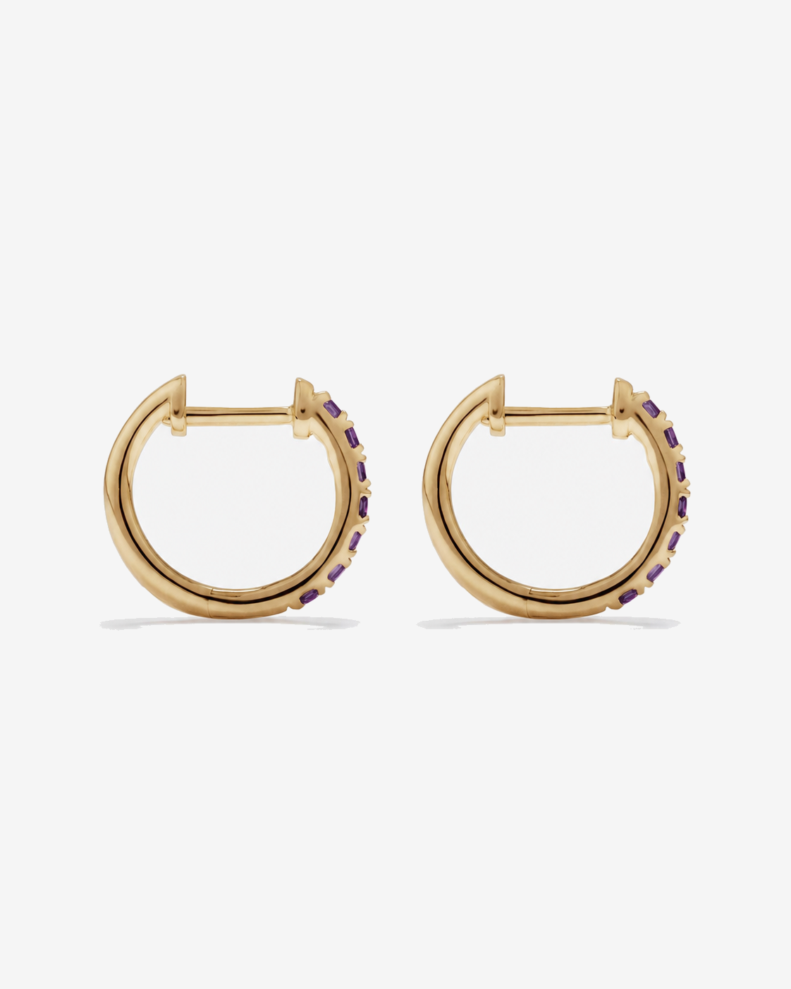 Boucles d'oreilles anneaux Améthyste en or jaune 10 ct