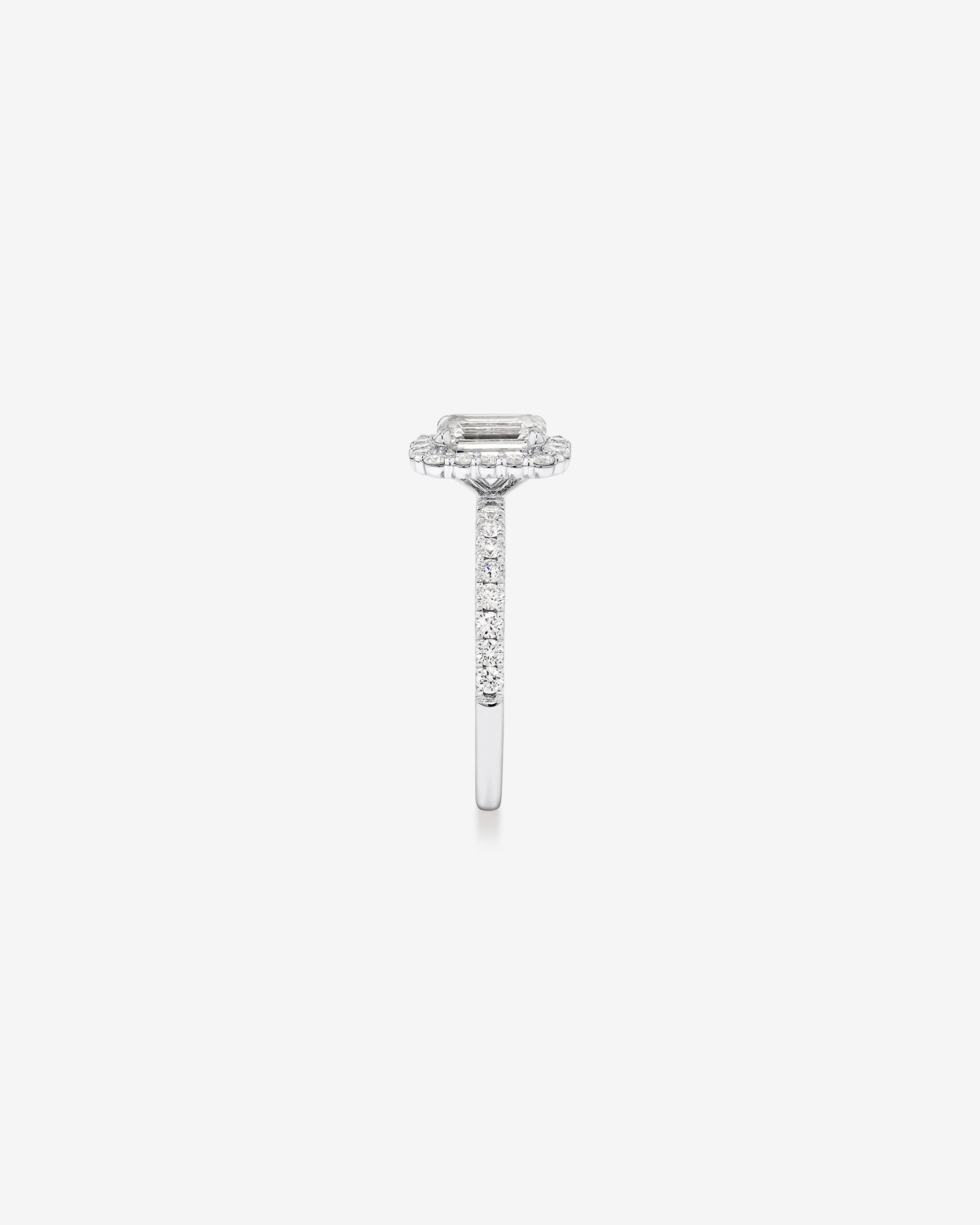 1.78 Carat TW Emerald Cut Laboratory-Grown Diamond Halo Engagement Ring in 14kt White Gold