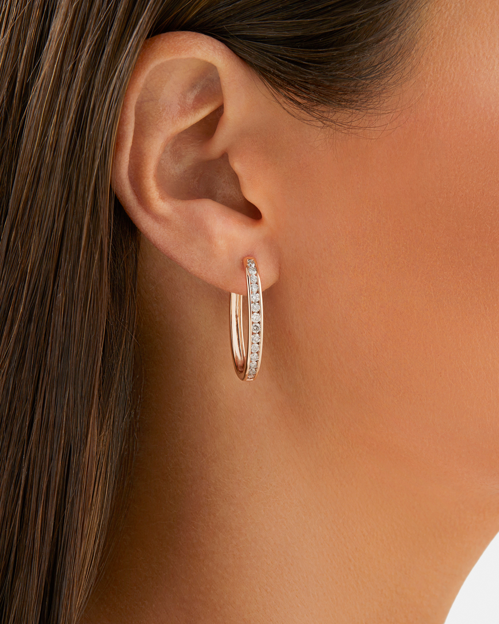 Huggie Earrings with 1 Carat TW of Diamonds 10kt Rose Gold