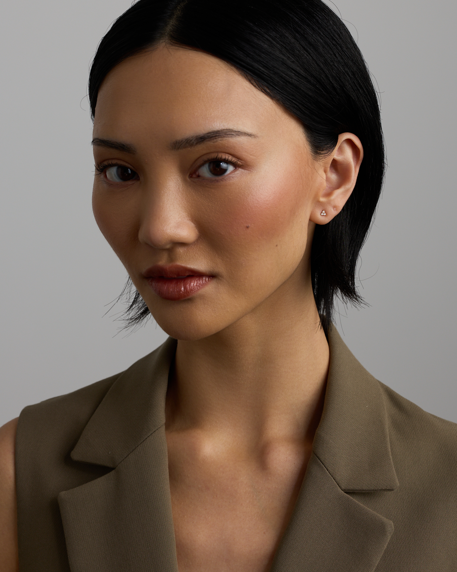 Trio Stud Earrings with .08 Carat TW Diamonds in 10kt Yellow Gold