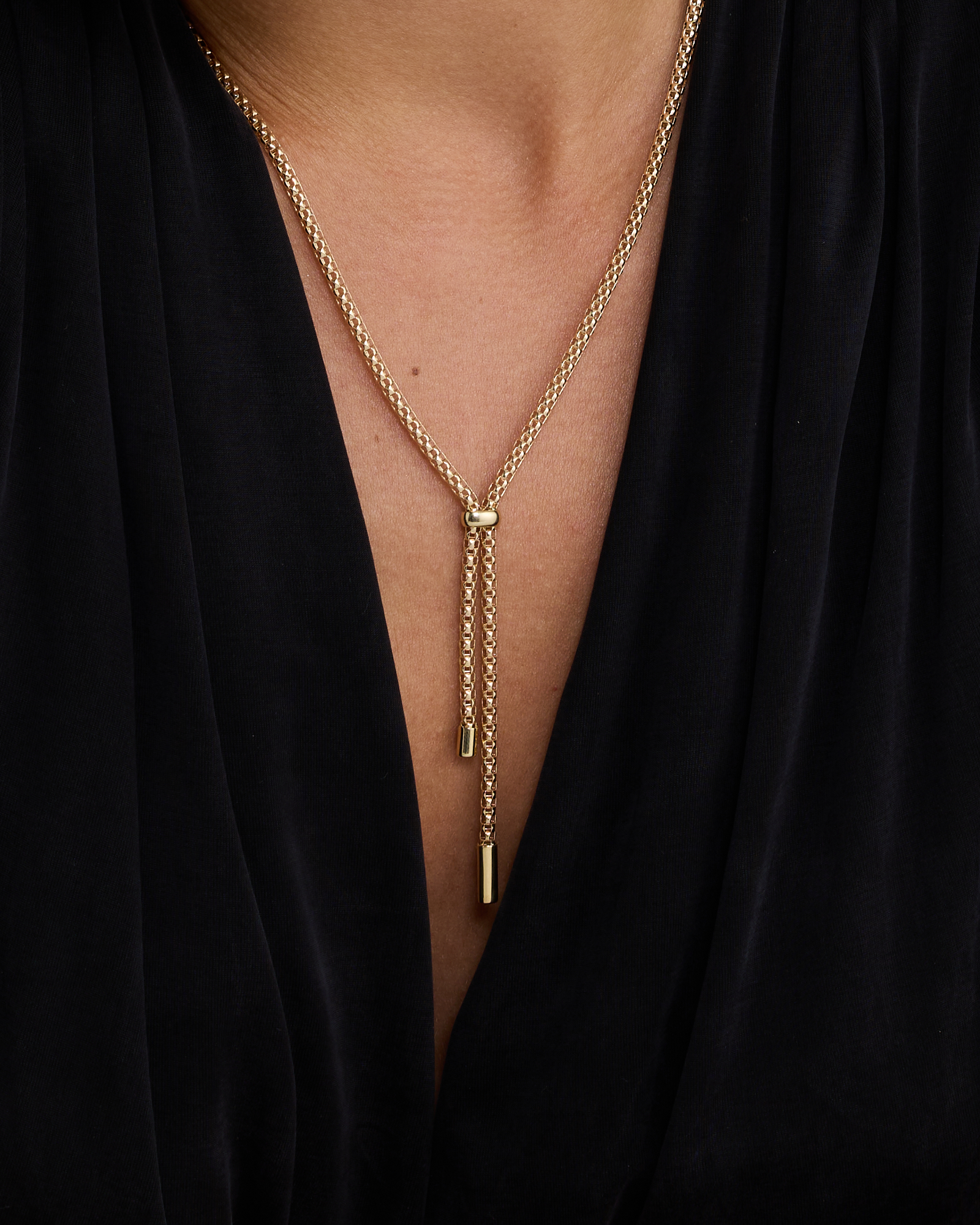 50cm (20") Popcorn Mesh Lariat Necklace in 10kt Gold