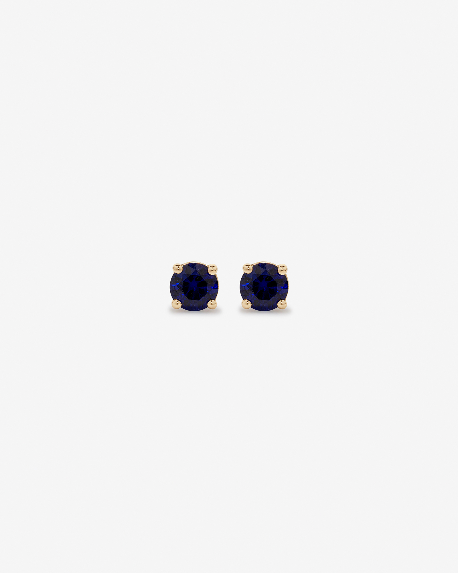 Stud Earrings with Blue Created Sapphire  in 10kt Yellow Gold