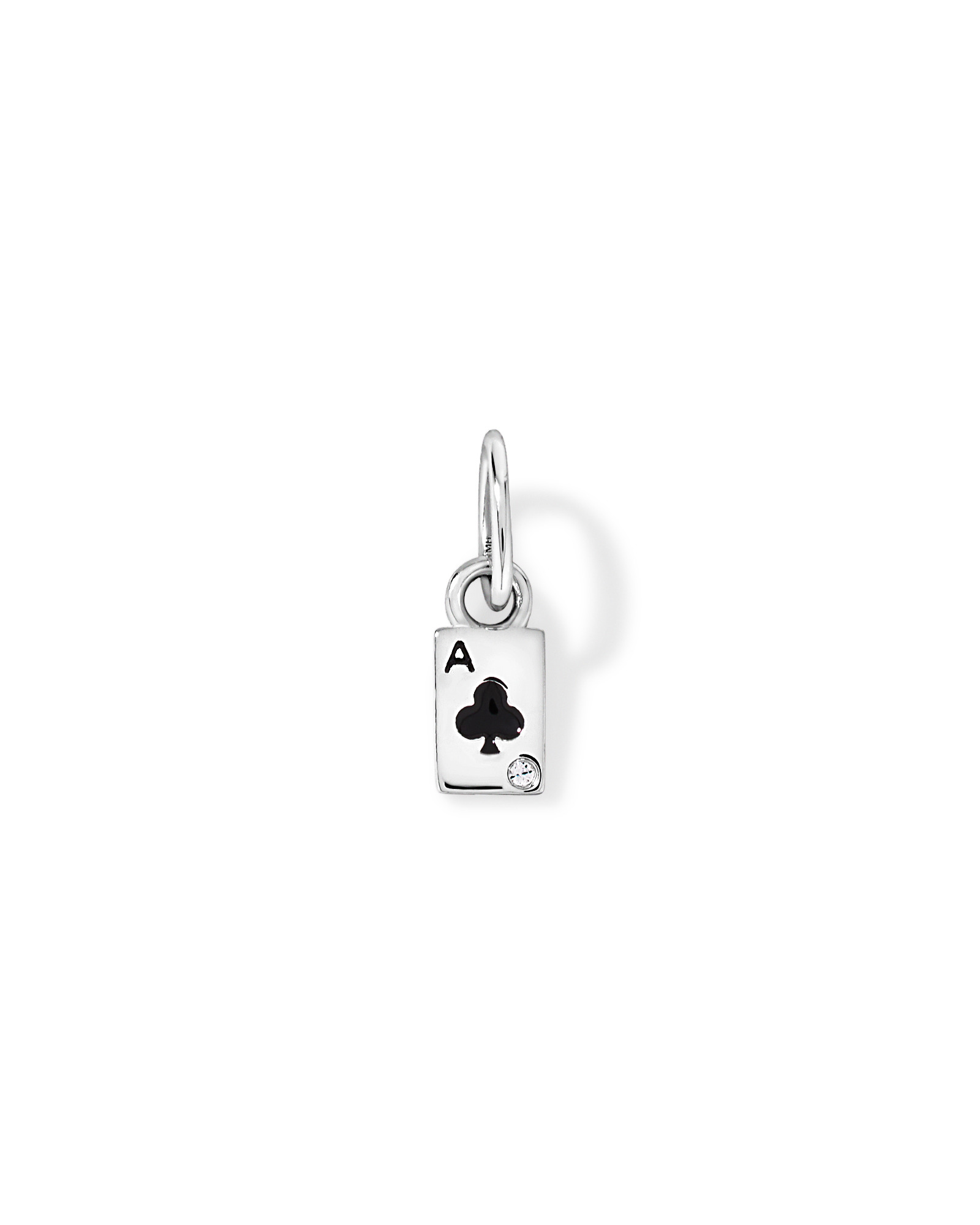 Ace of Spades Micro Pendant with Cubic Zirconia in Sterling Silver