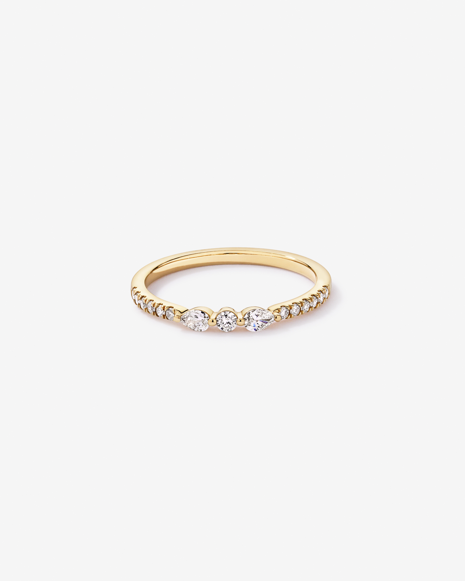 0.23TW Pear and Round Brilliant Diamond Wedding Ring 14kt Yellow Gold