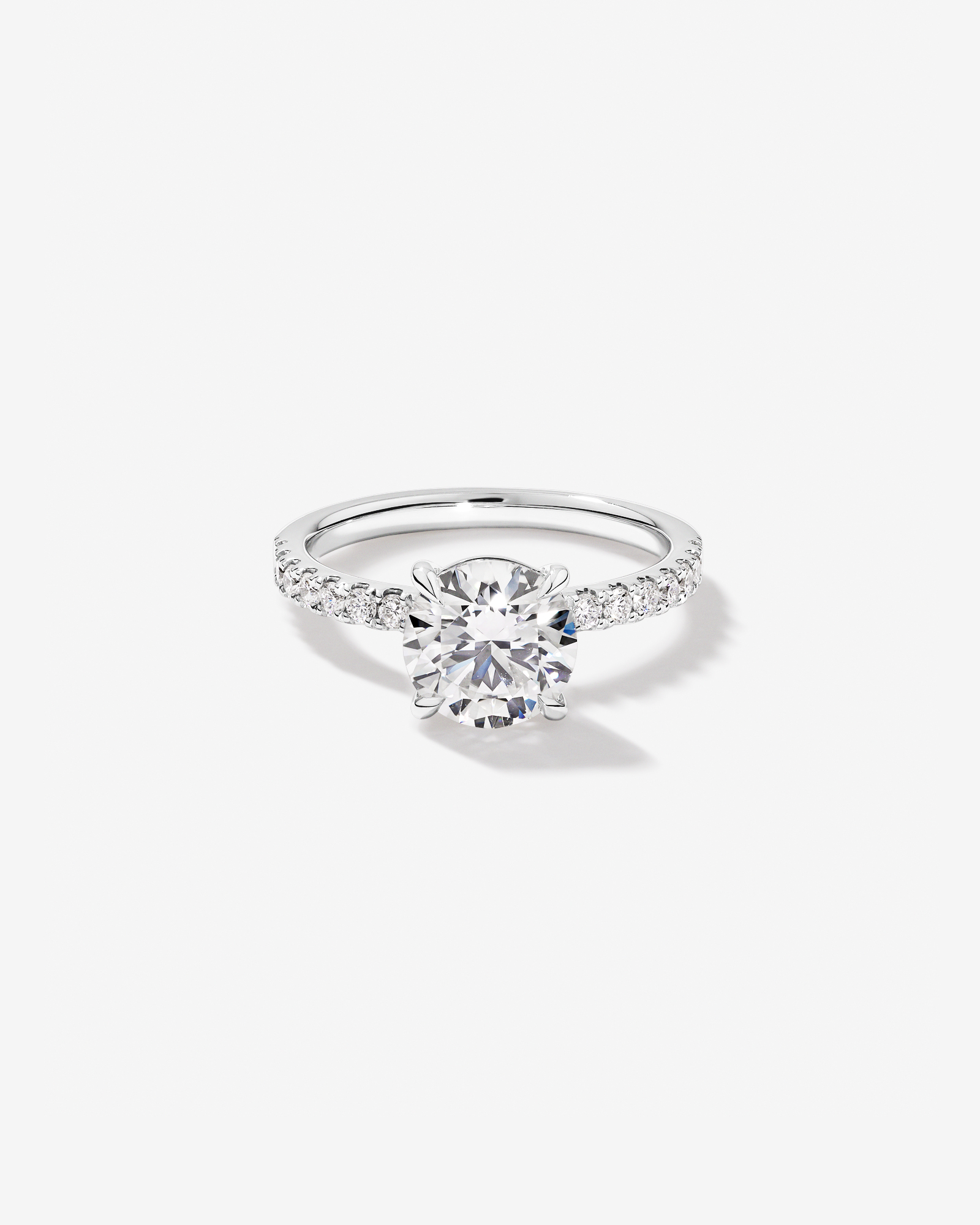 2.31 Carat TW Round Brilliant Lab-Grown Diamond Side Accent Engagement Ring in 14kt White Gold