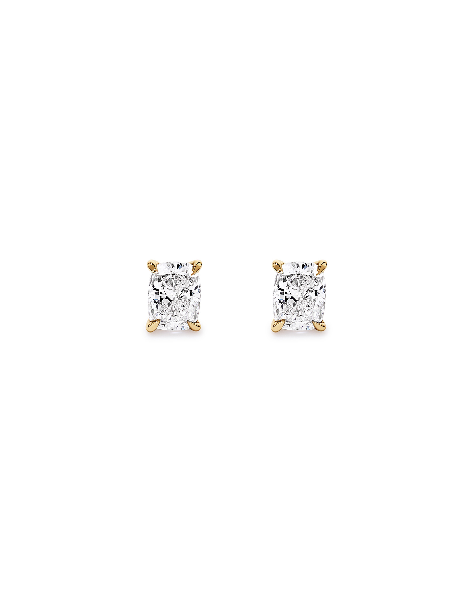 1.00 Carat TW Laboratory-Grown Diamond Cushion Stud Earrings in 10kt Yellow Gold
