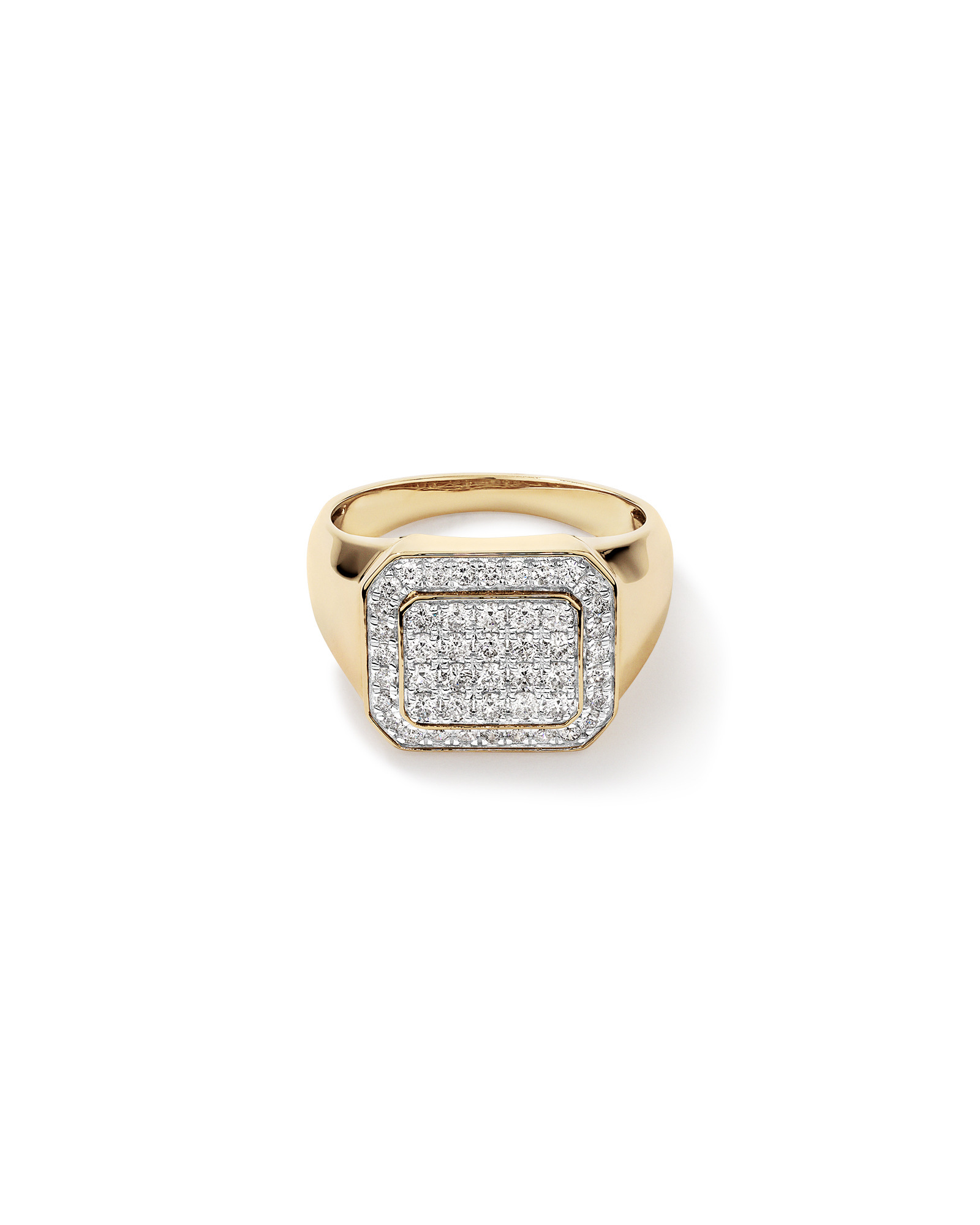 Bague chevalière ronde TW pavée de diamants brillants de 1,00 carat pour hommes en or jaune 10 carats