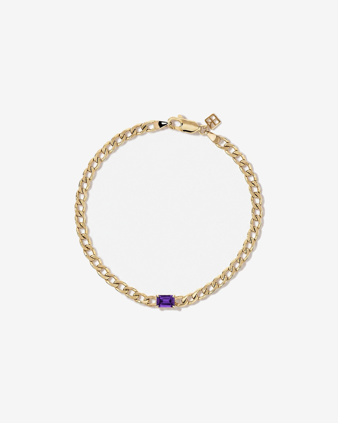 Bracelet gourmette Améthyste en or jaune 10 ct