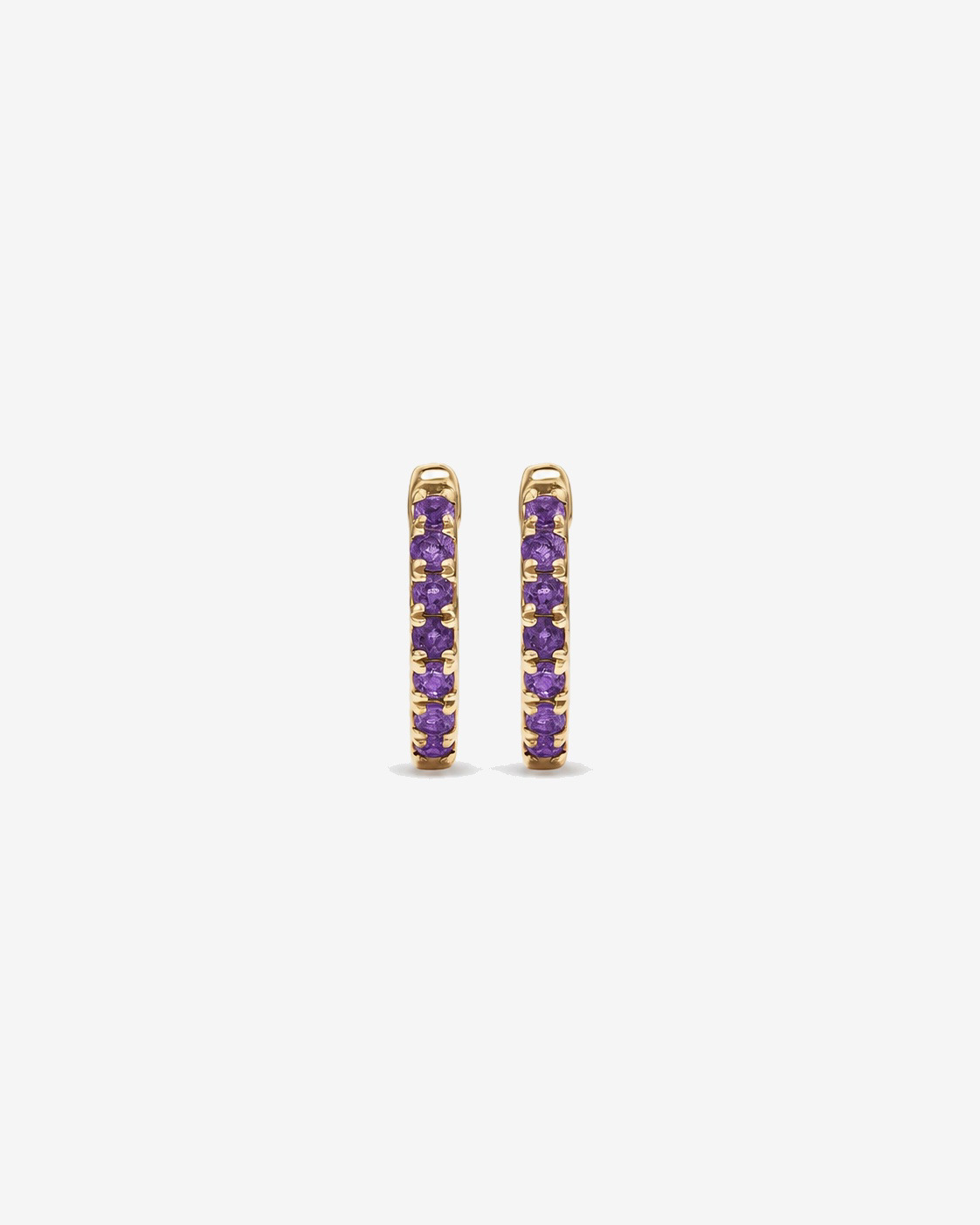 Boucles d'oreilles anneaux Améthyste en or jaune 10 ct