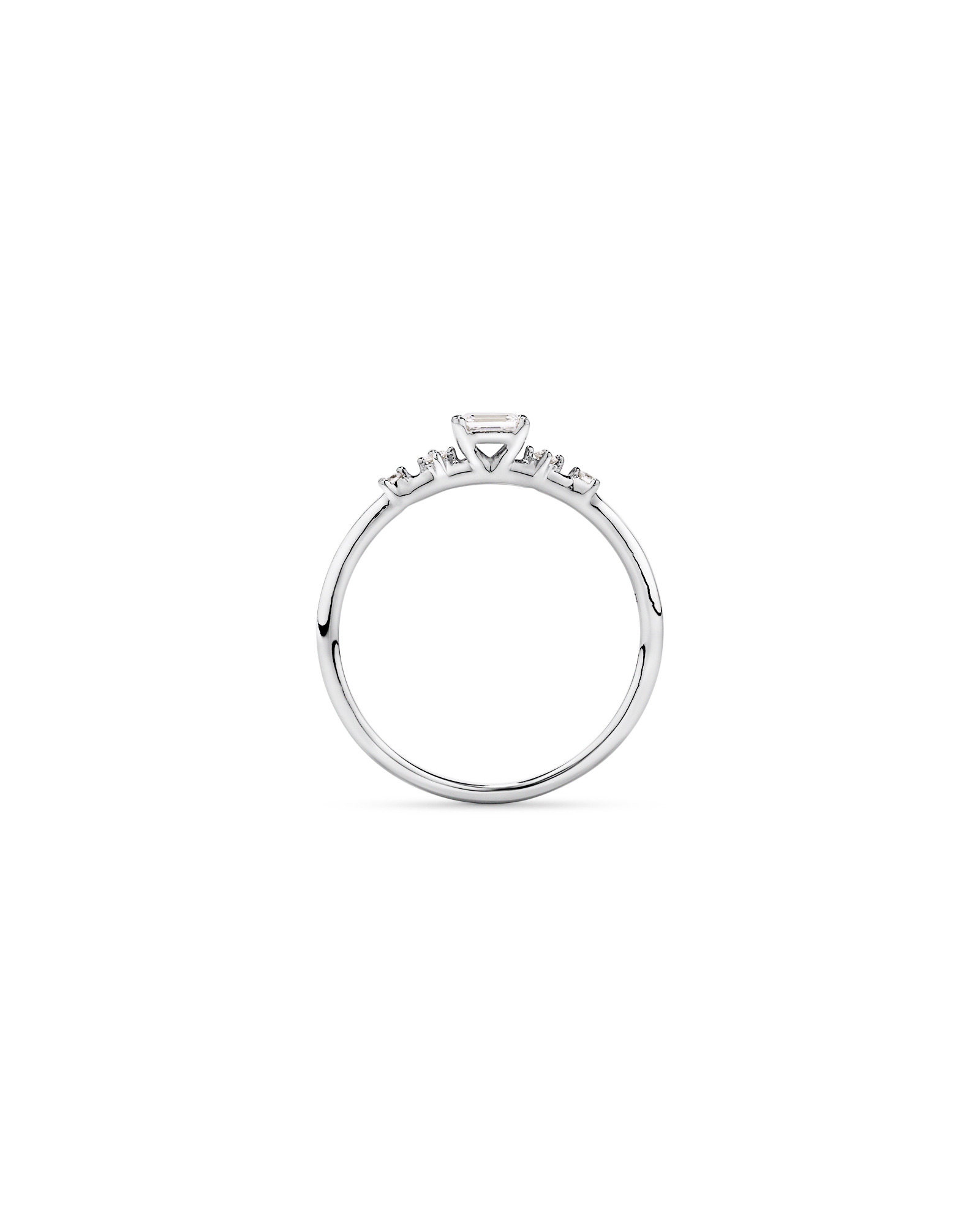 0.20TW Emerald Cut and Round Brilliant Laboratory-Grown Diamond Promise Ring 10kt Gold