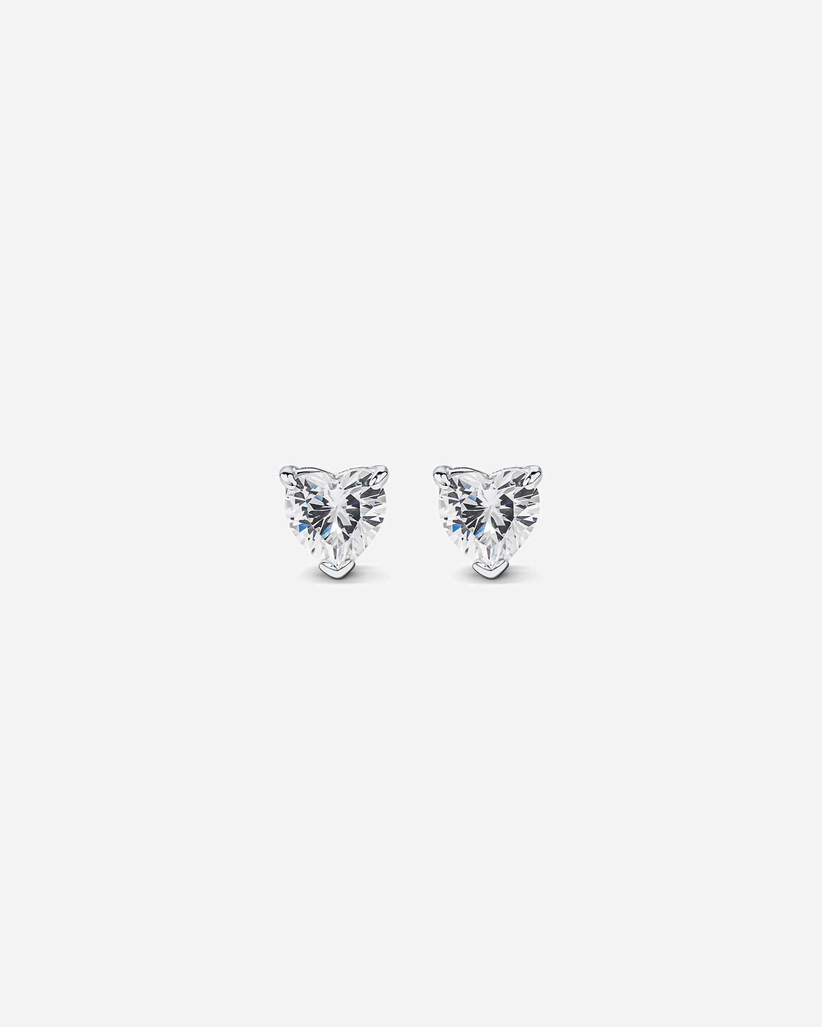 Ensemble de Boucles d'Oreilles Clous et Collier Coeur en Zircon Cubique en Argent Sterling