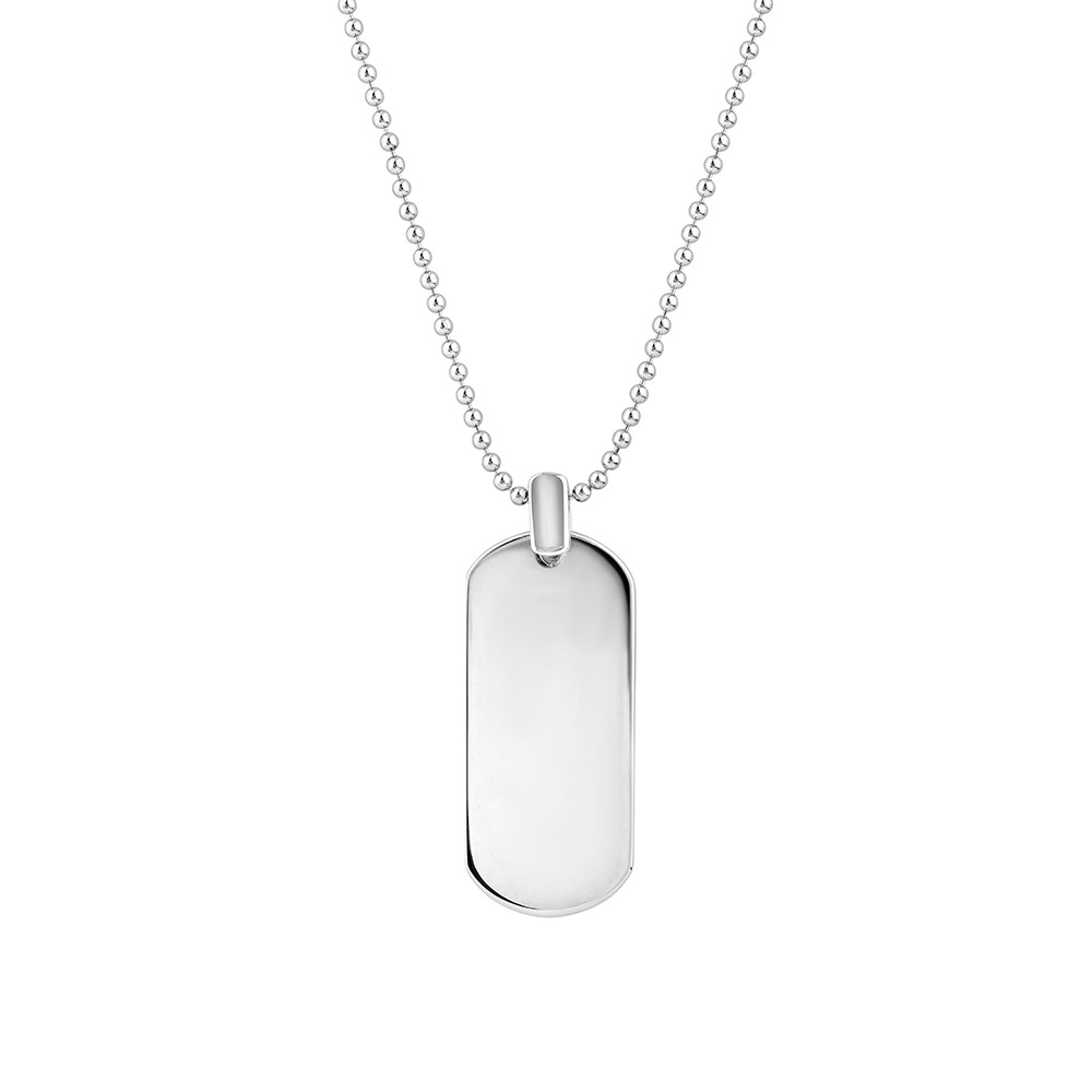 silver necklace dog tag