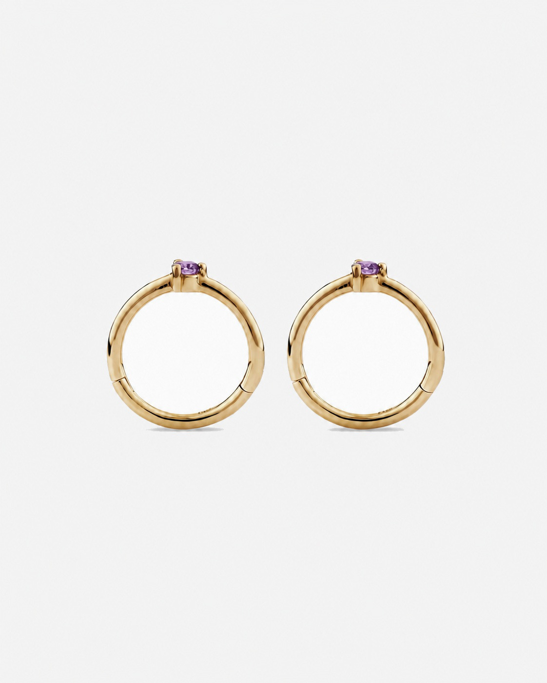 10mm Amethyst Accent Sleepers in 10kt Yellow Gold