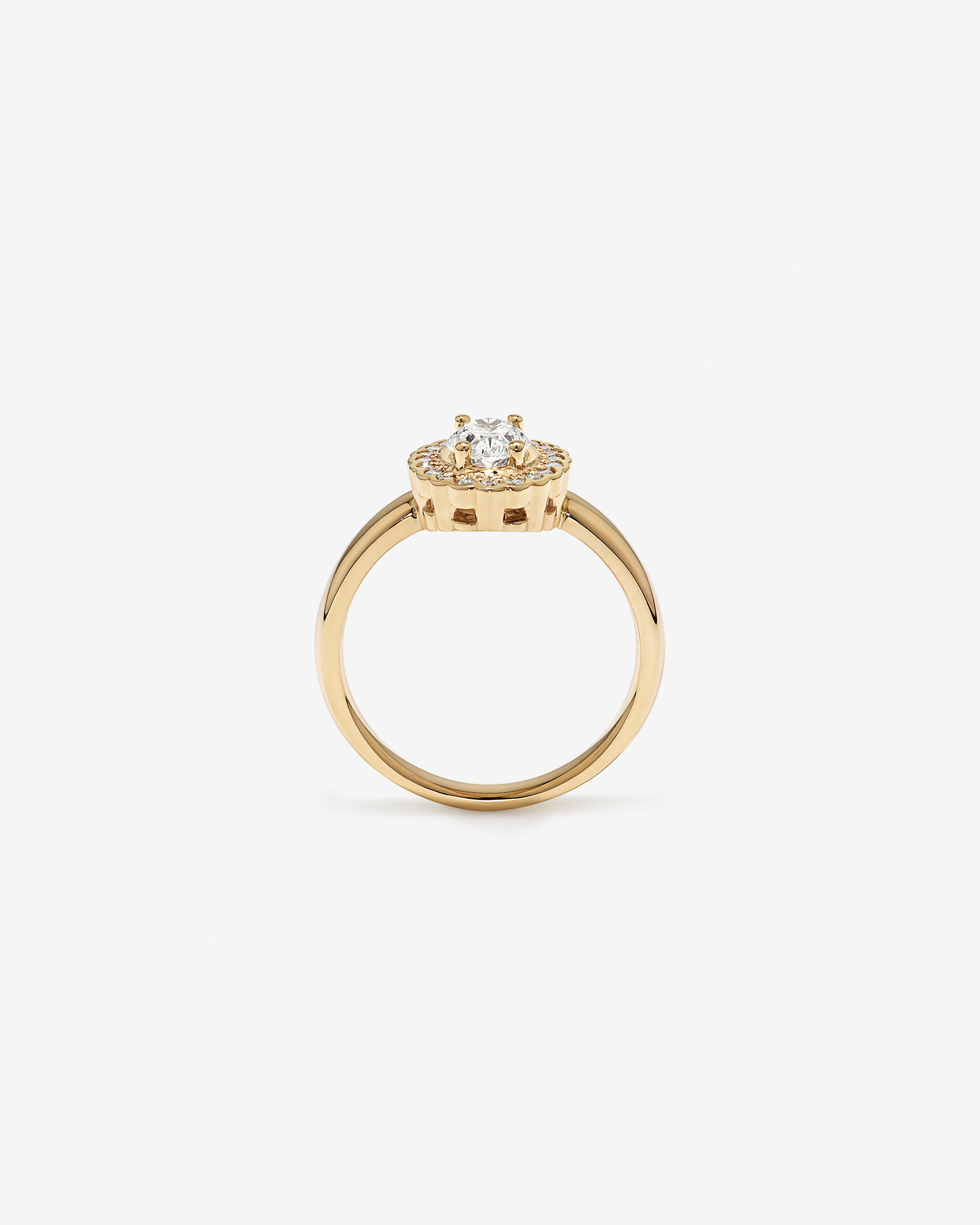 Carat TW Oval Diamond Floral Halo Ring 14kt Yellow Gold
