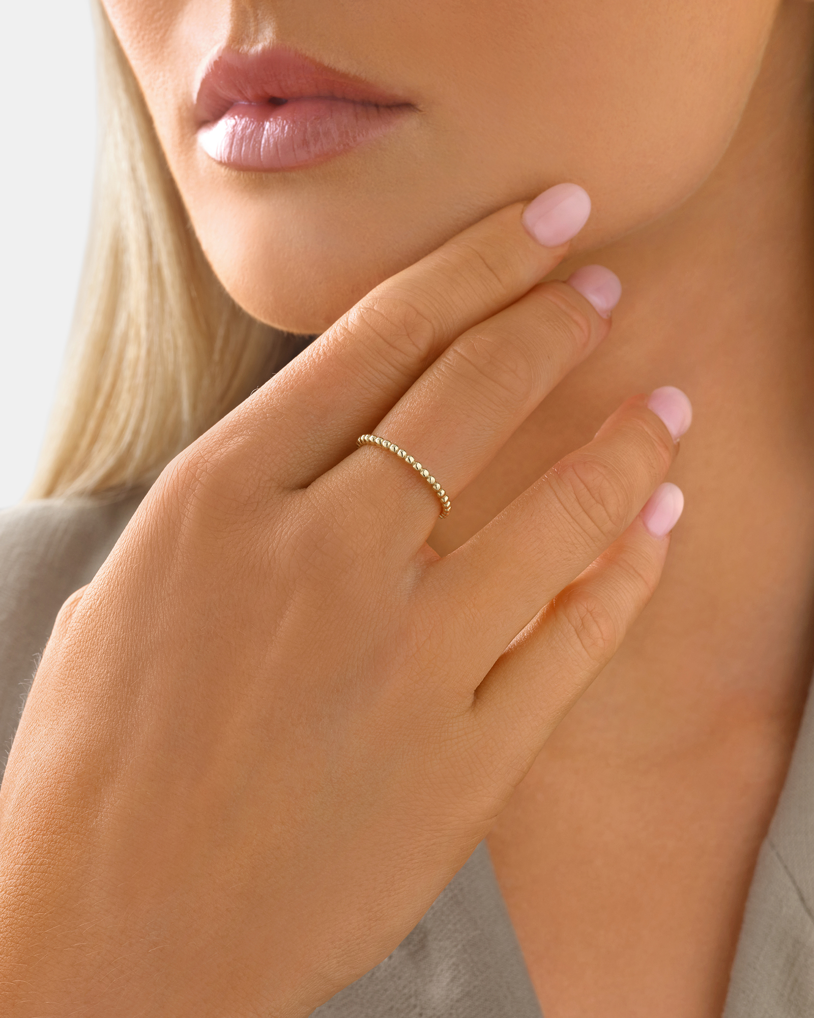 Bague perlée à superposer en or jaune 10 K