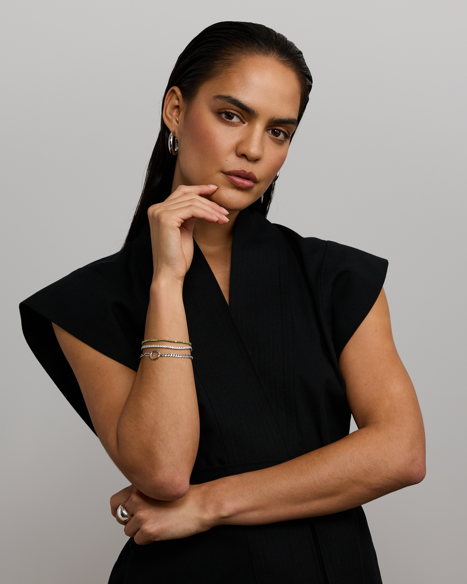 Pistachio Green Cord Bead Bracelet in Sterling Silver