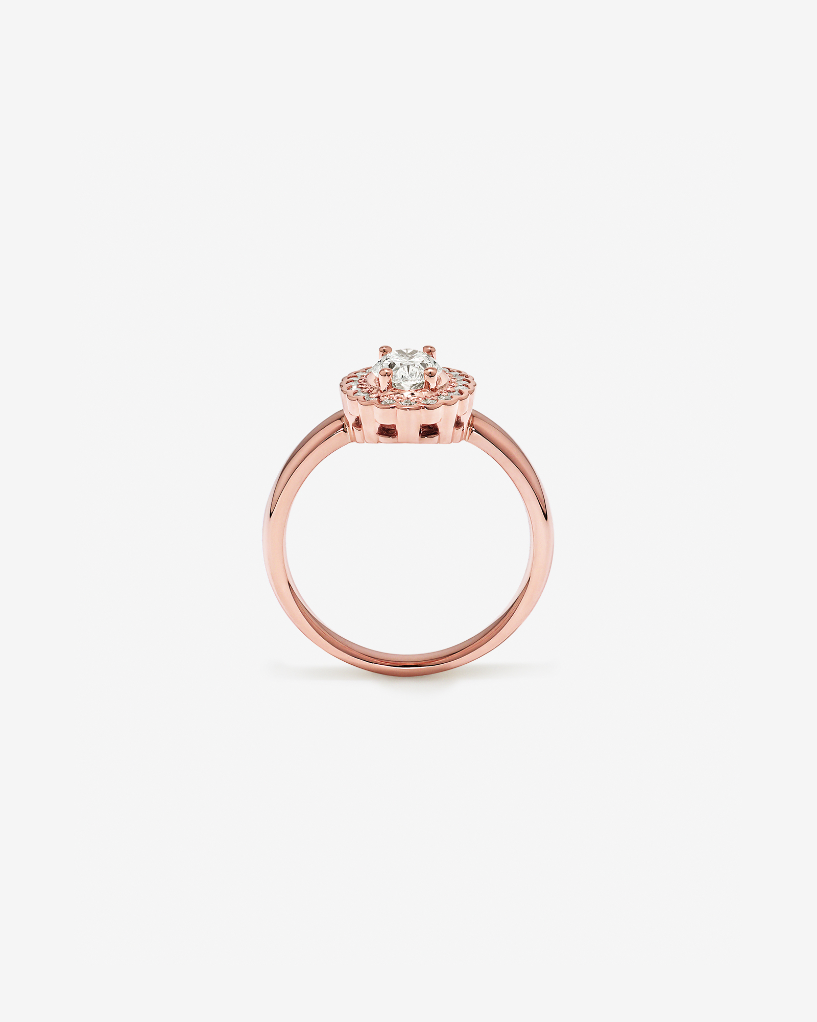 Carat TW Oval Diamond Floral Halo Ring 14kt Rose Gold