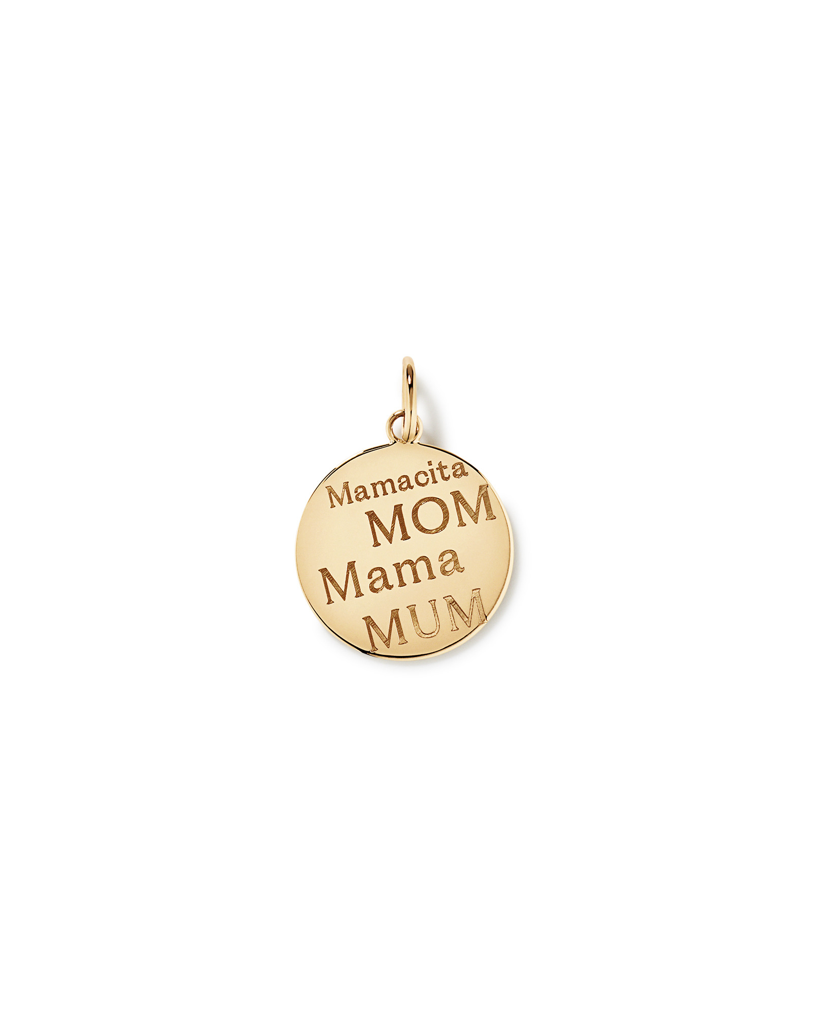 Engravable Mum Round Pendant in 10kt Yellow Gold