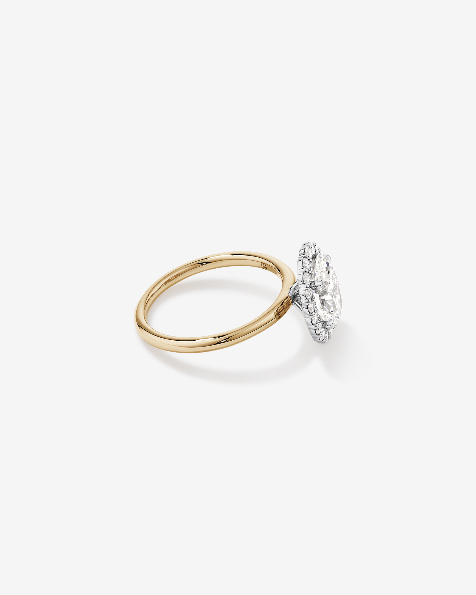 2.34 Carat TW Oval Cut Laboratory-Grown Diamond Halo Engagement Ring 14kt Yellow and White Gold