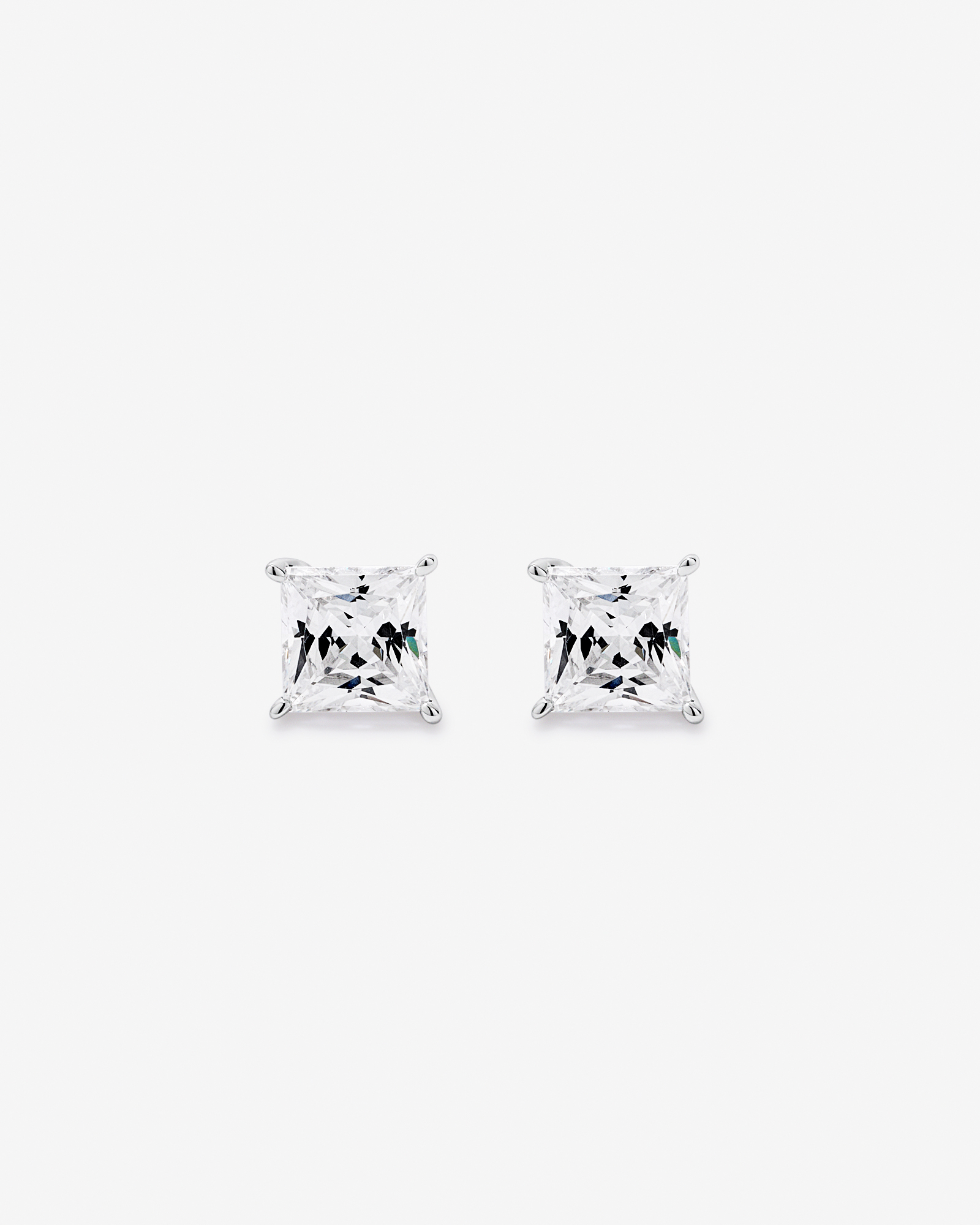 6mm Princess-Cut Cubic Zirconia Solitaire Stud Earrings in Sterling Silver