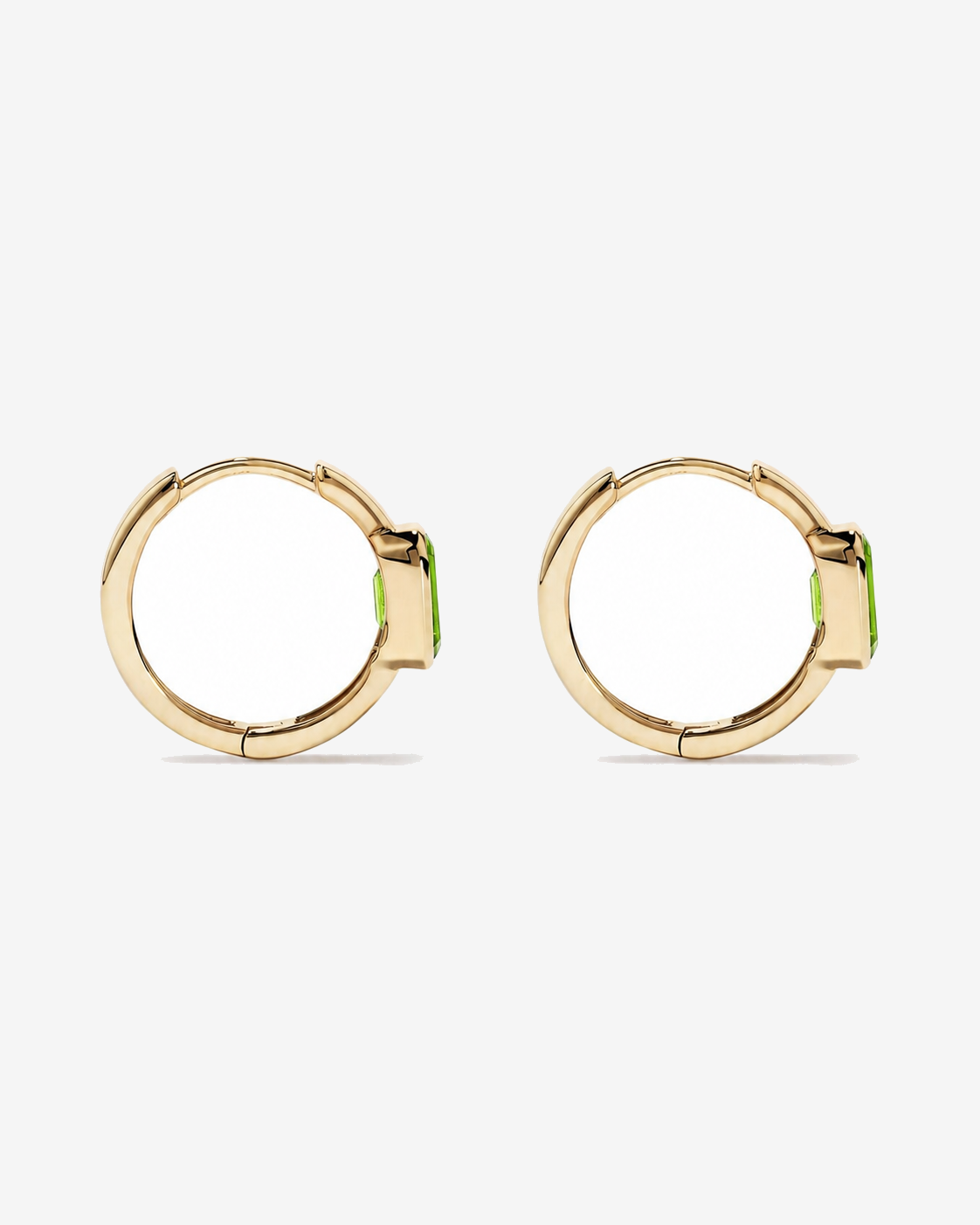 Peridot Bezel Huggie Earrings in 10kt Yellow Gold
