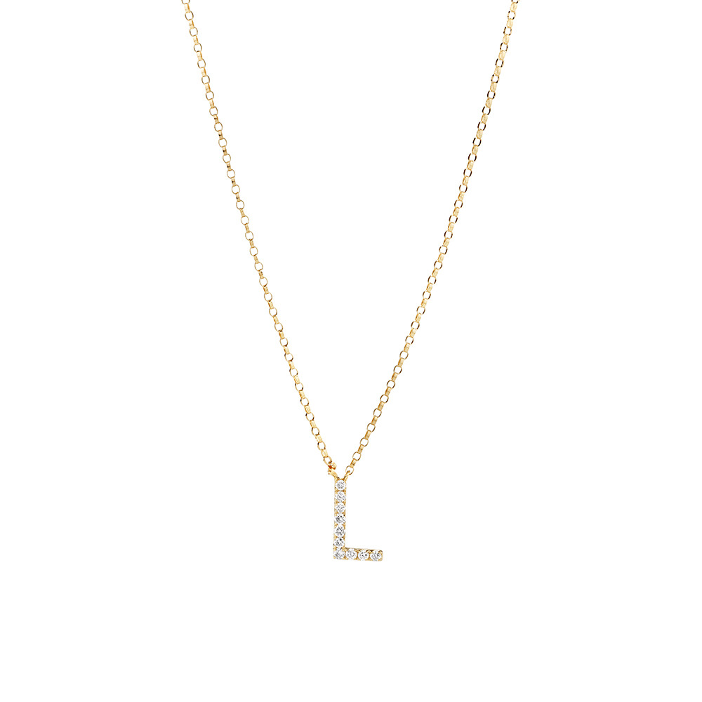 "L" Initial Necklace with 0.10 Carat TW of Diamonds in 10kt Yellow Gold