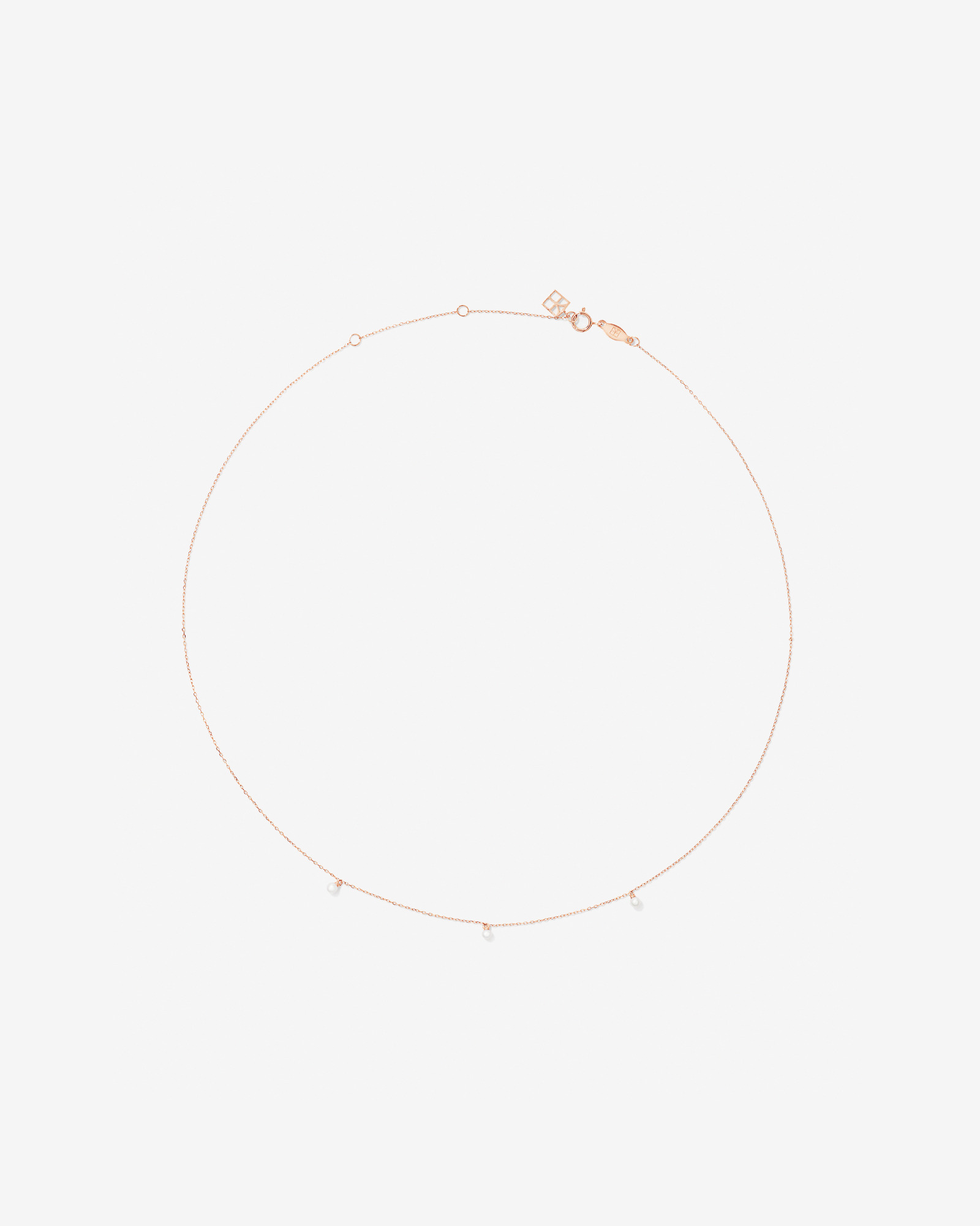 Cultured Freshwater Pearl Station Necklace in 10kt Rose Gold