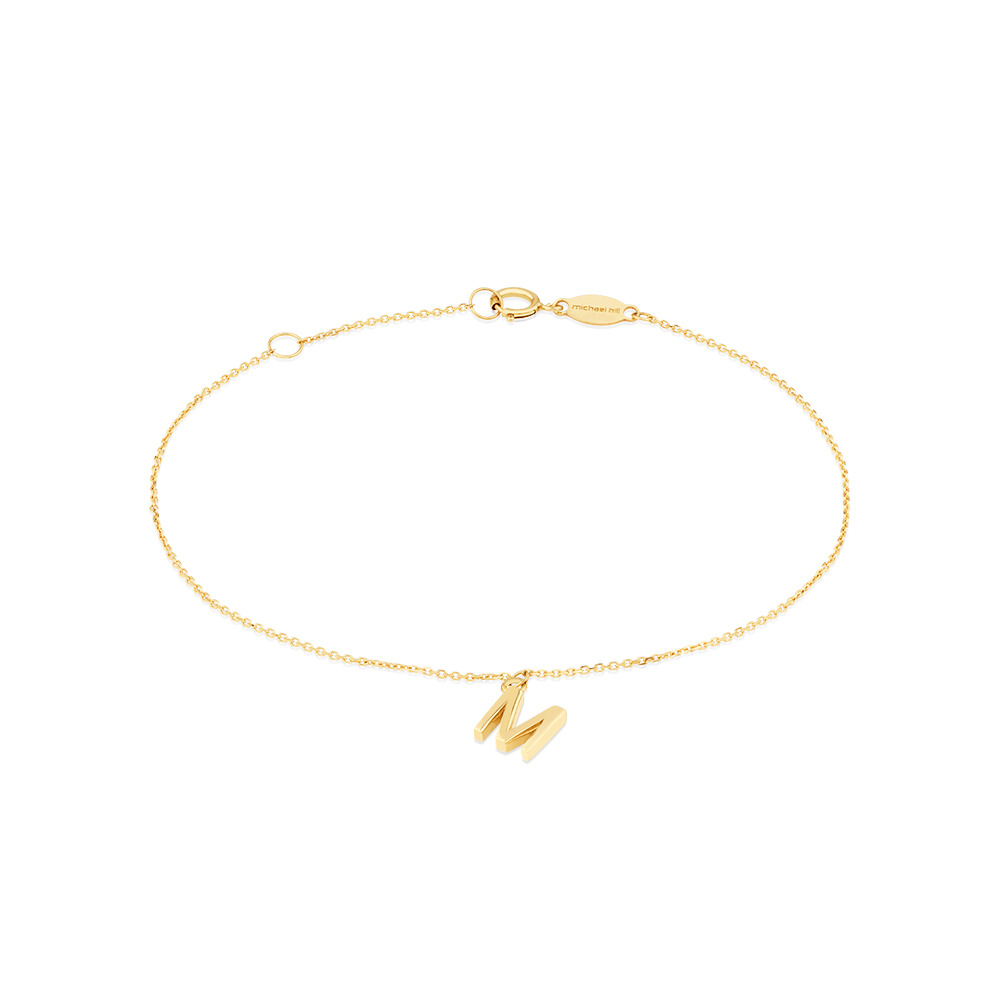 19cm (7.5") Initial Bracelet in 10kt Yellow Gold