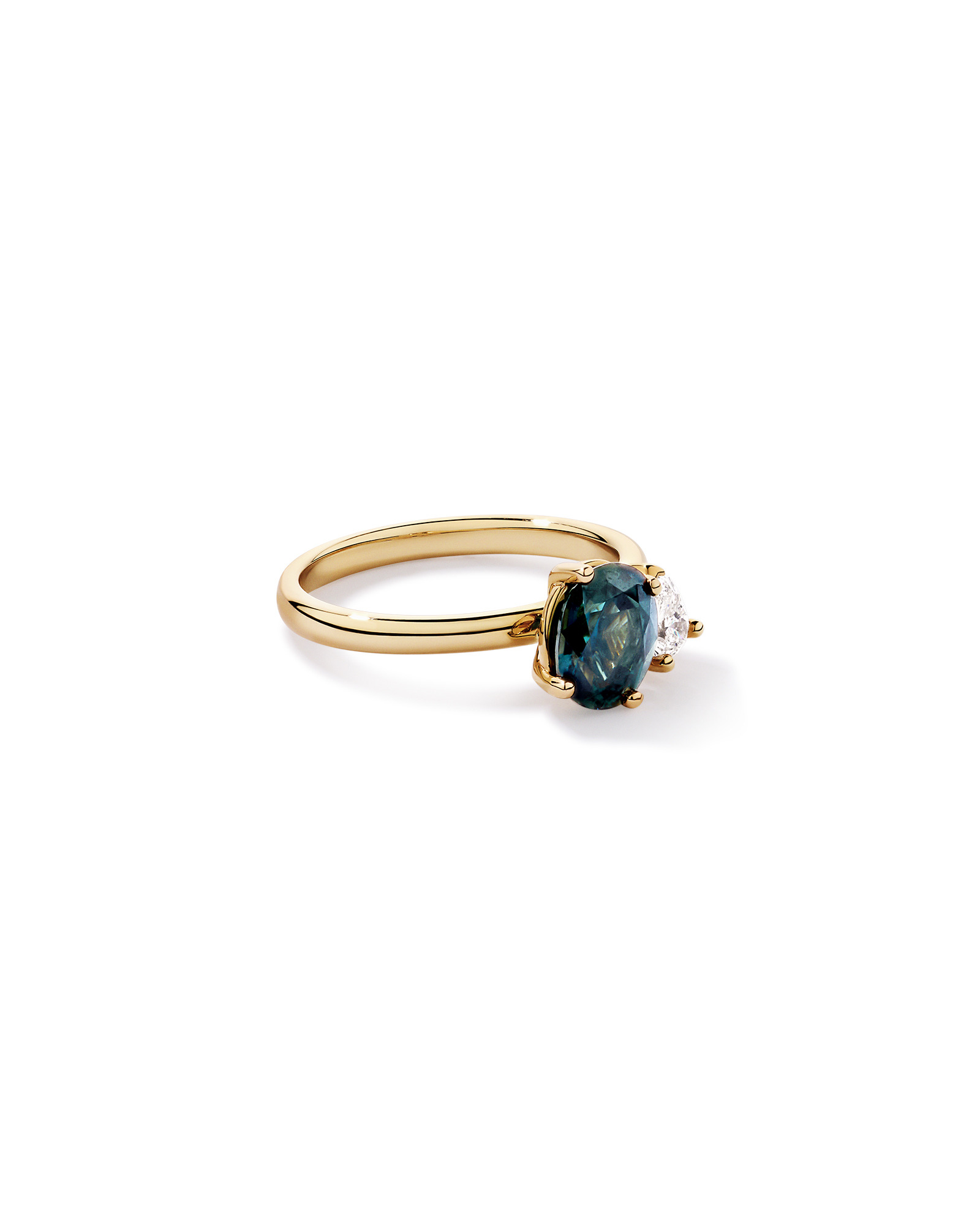 Australian Parti Sapphire & 0.30 Carat TW Diamond Toi Et Moi Ring 10kt Yellow Gold