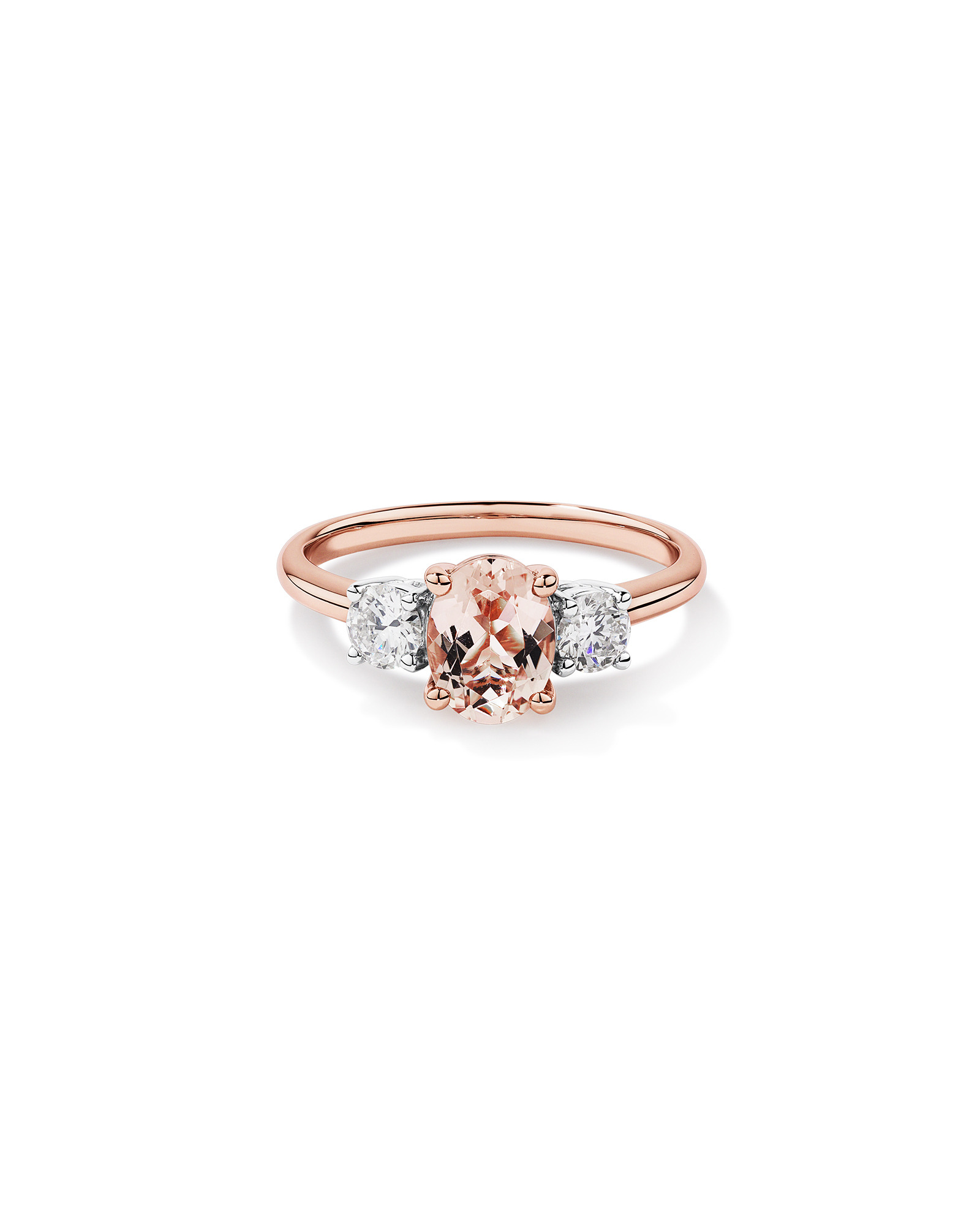 Bague en or rose 10 K avec morganite et diamants totalisant 0,40 ct
