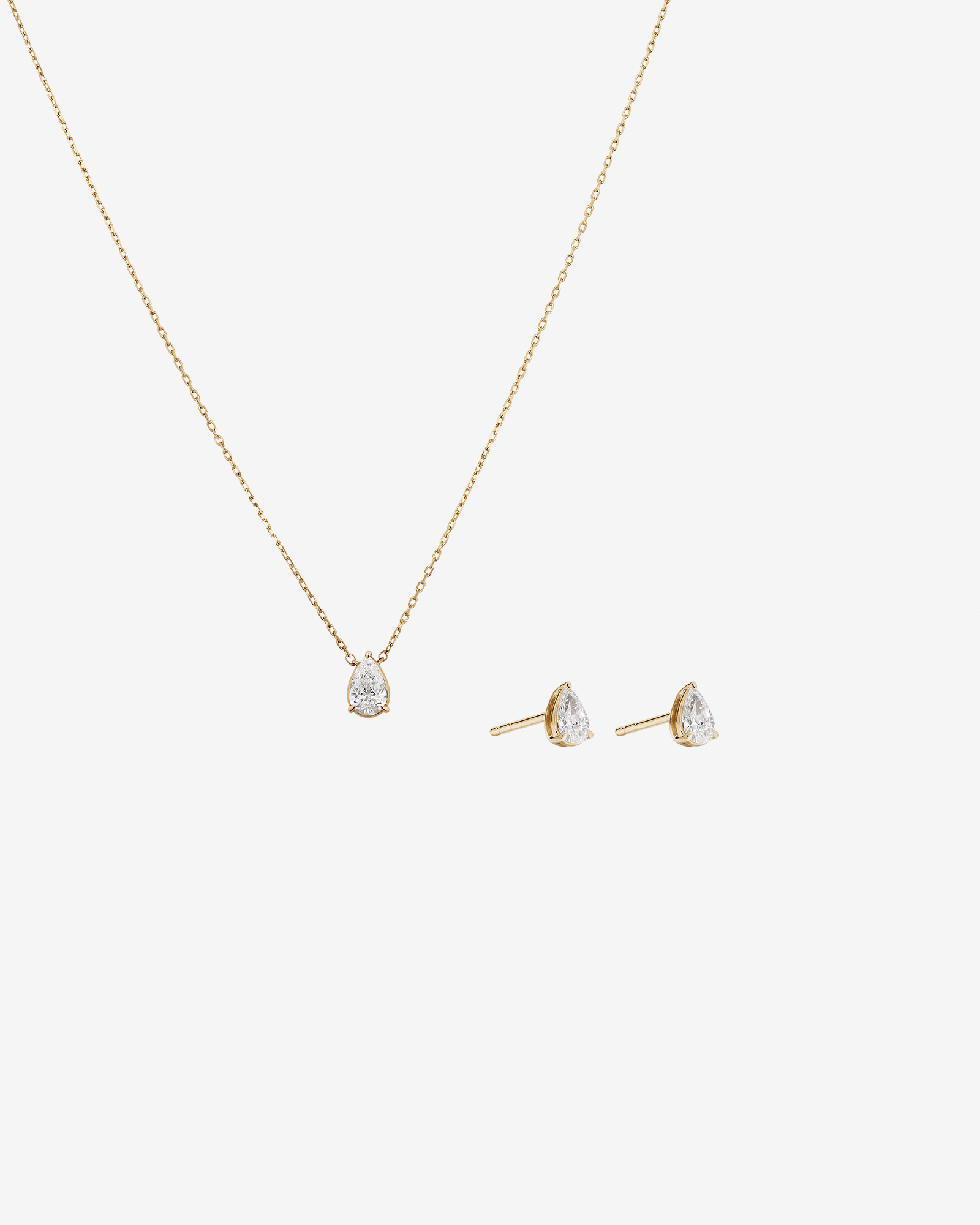 0.64 Carat TW Laboratory-Grown Diamond Pear Bezel Pendant and Earrings Box Set in 10kt Yellow Gold