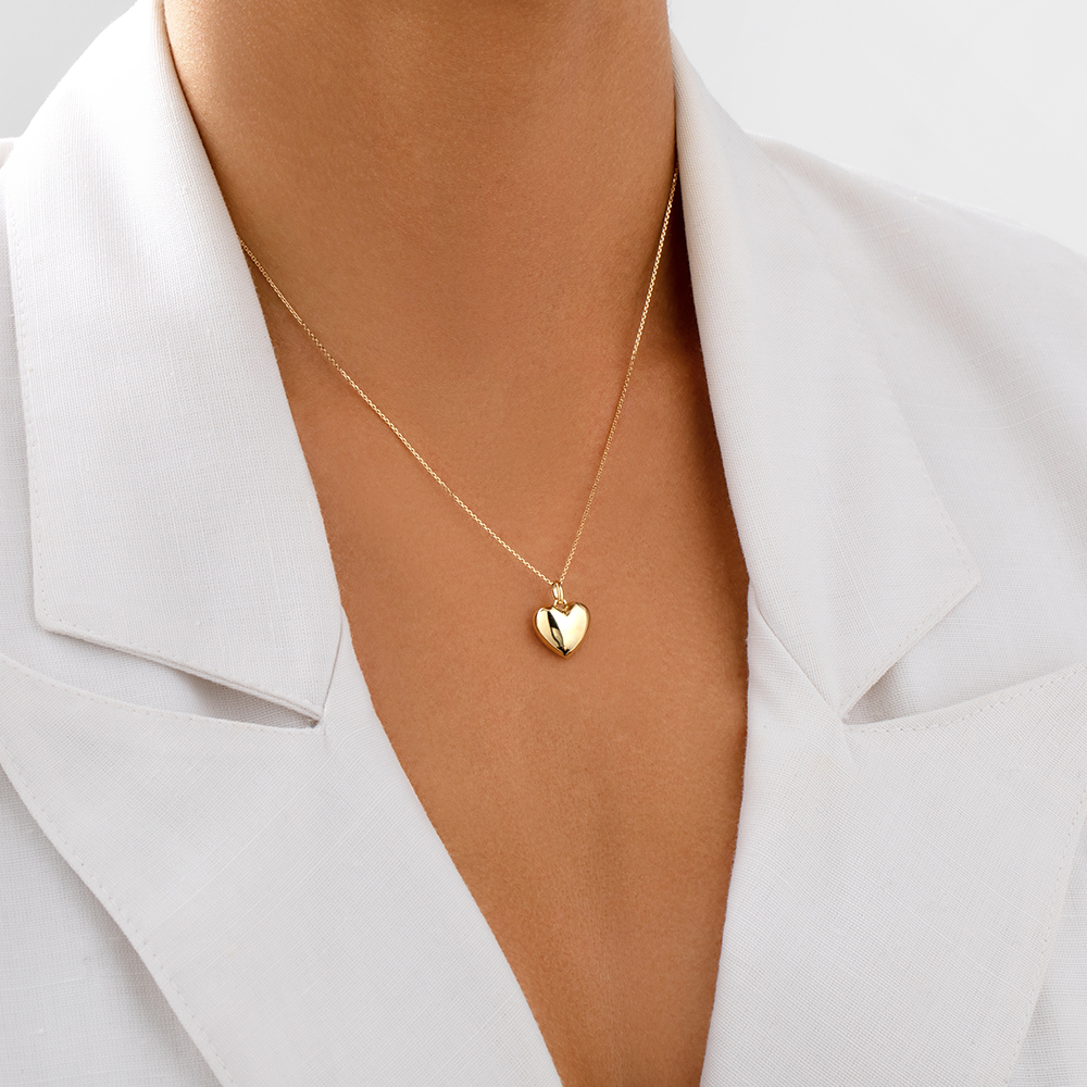 Puff Heart Pendant in 10kt Yellow Gold