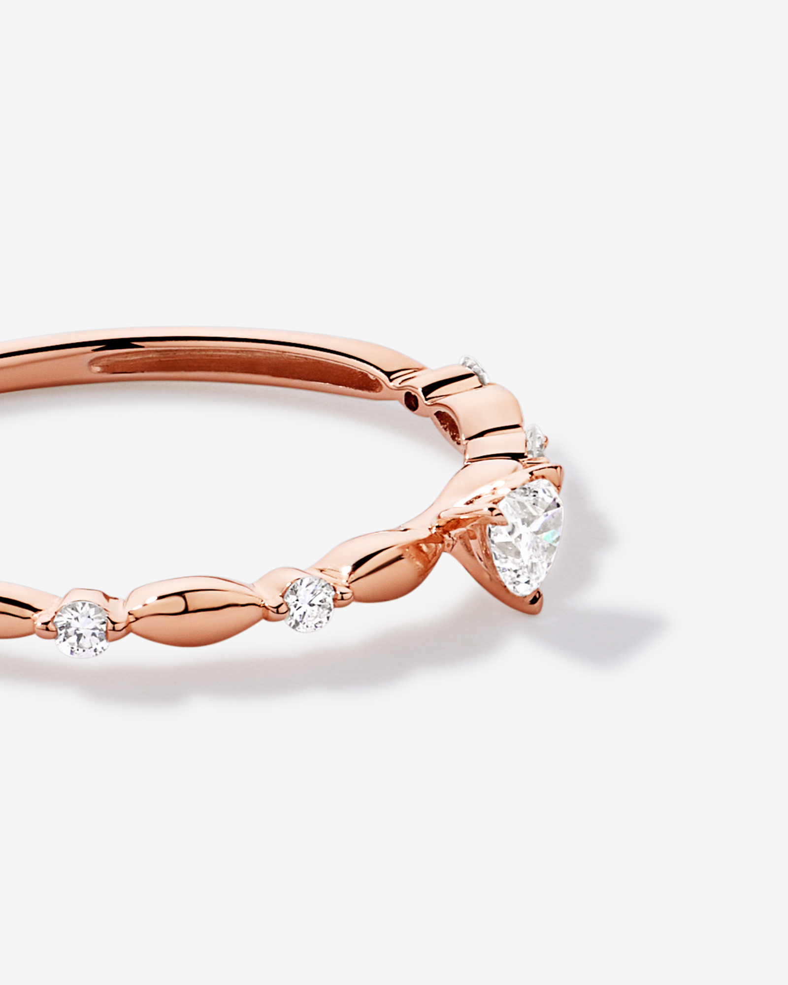 0.15TW Heart and Round Brilliant Laboratory-Grown Diamond Promise Ring 10kt Rose Gold