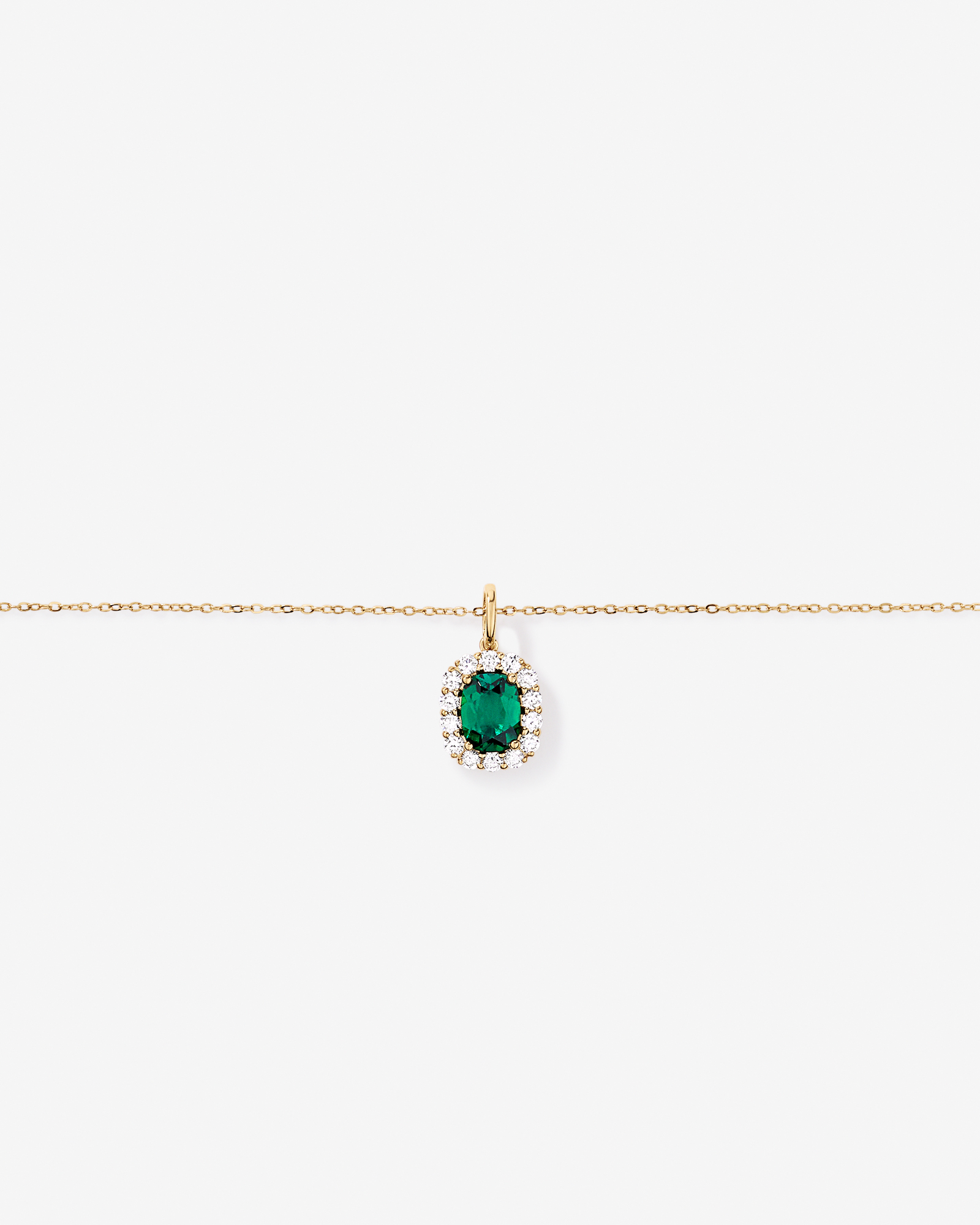 Created Emerald & .50 Carat TW Laboratory-Grown Diamond Halo Ring in 10kt Gold