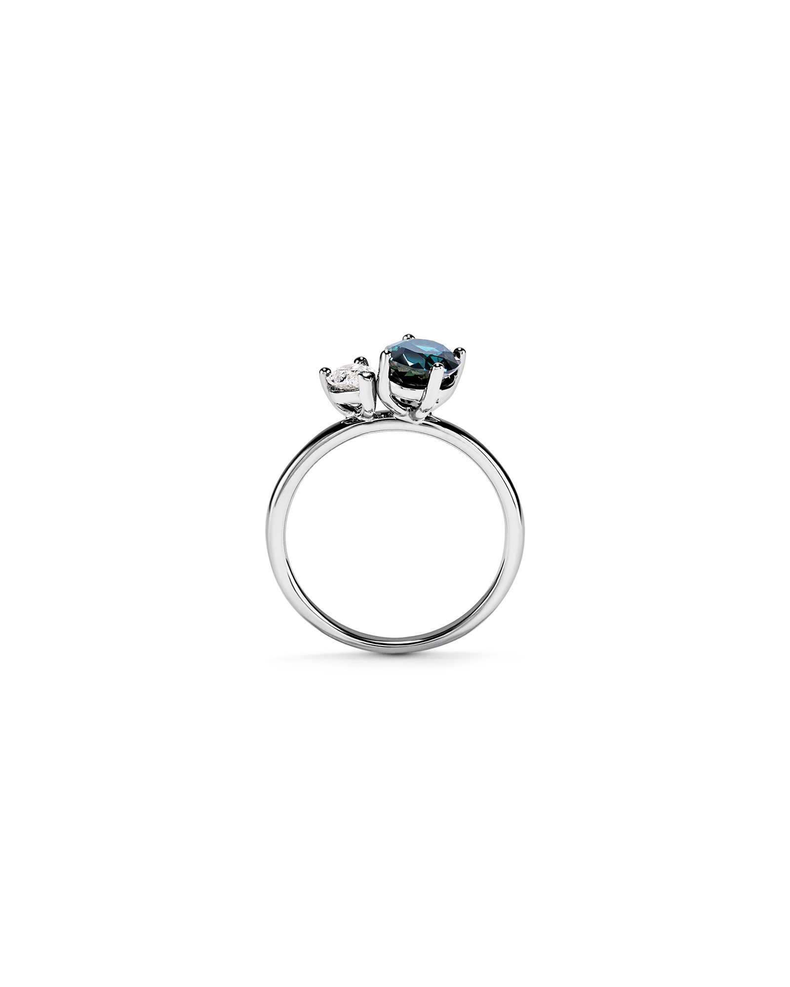 Australian Parti Sapphire & 0.30 Carat TW Diamond Toi Et Moi Ring 10kt Gold