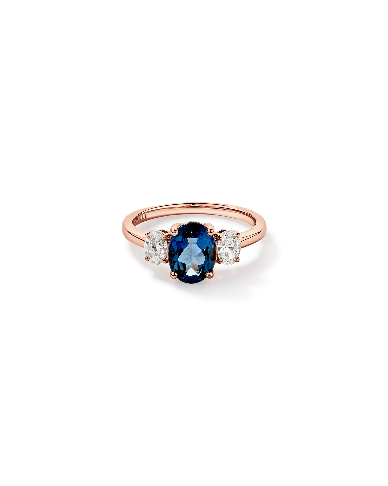 London Blue Topaz Ring with .46 Carat TW Diamonds 14kt Rose Gold