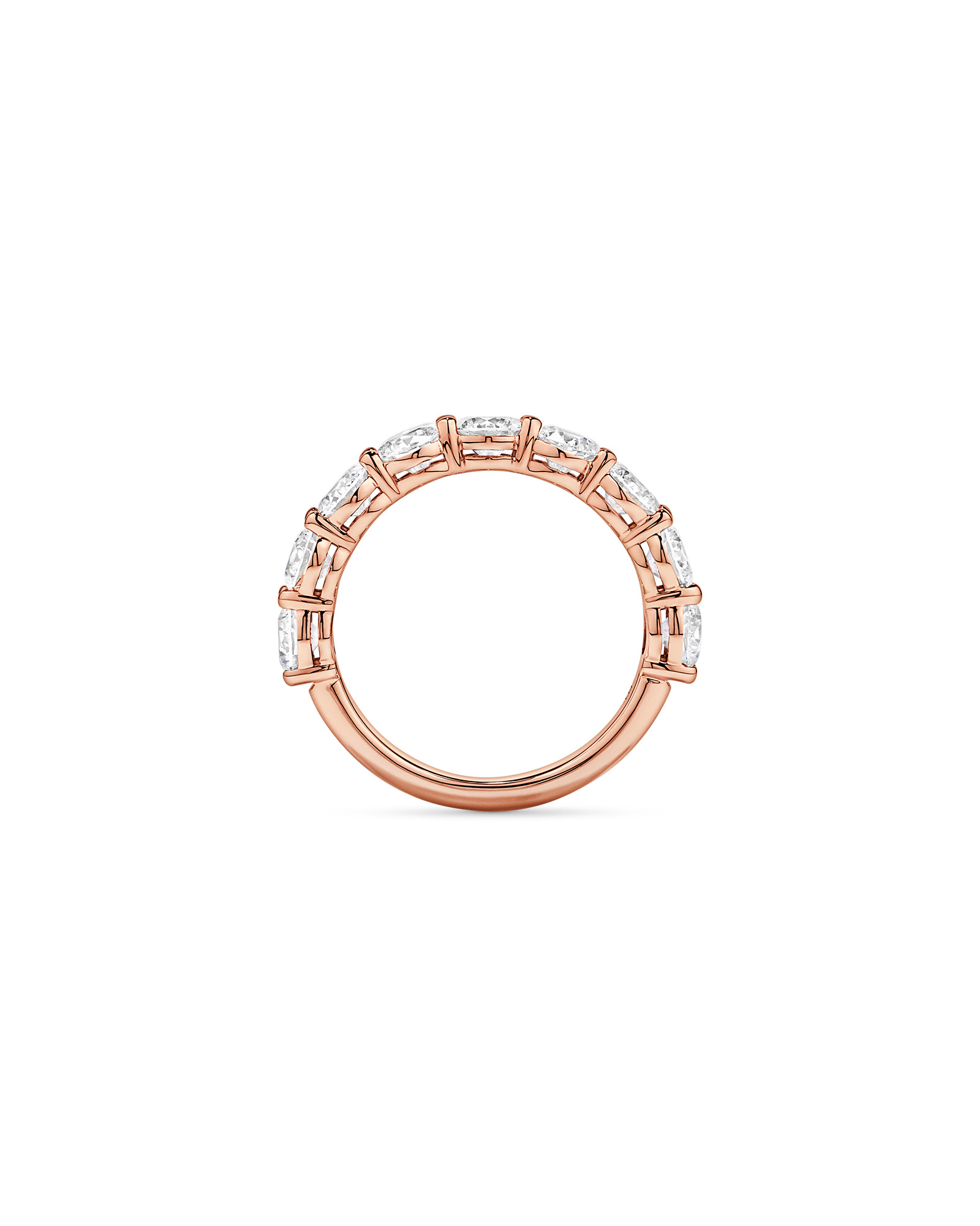 Alliance en or rose 14 carats sertie d'un diamant rond brillant de 2,74 carats, cultivé laboratoire