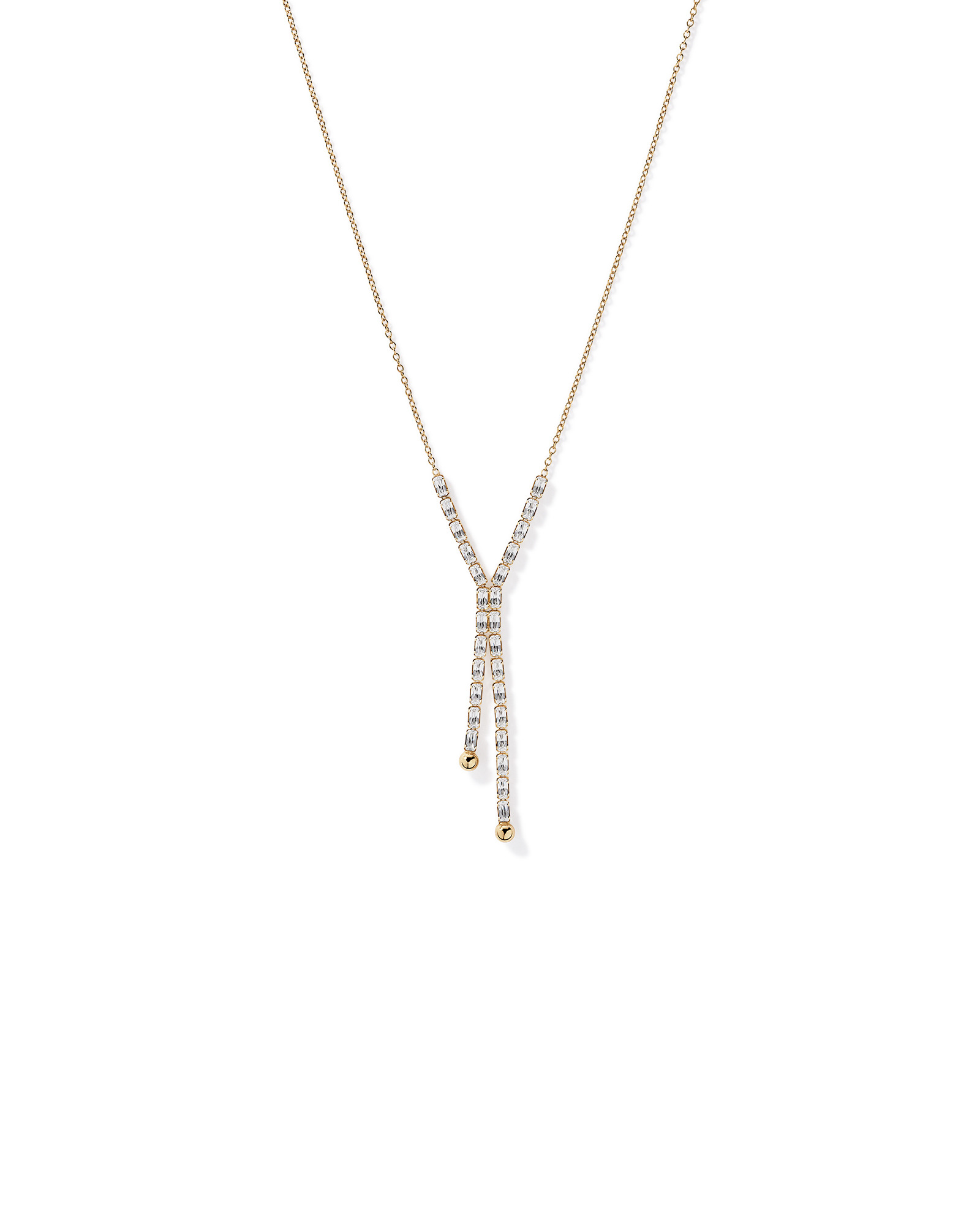 50cm (20") Cubic Zirconia Tennis Lariat Necklace in 18kt Yellow Gold Vermeil