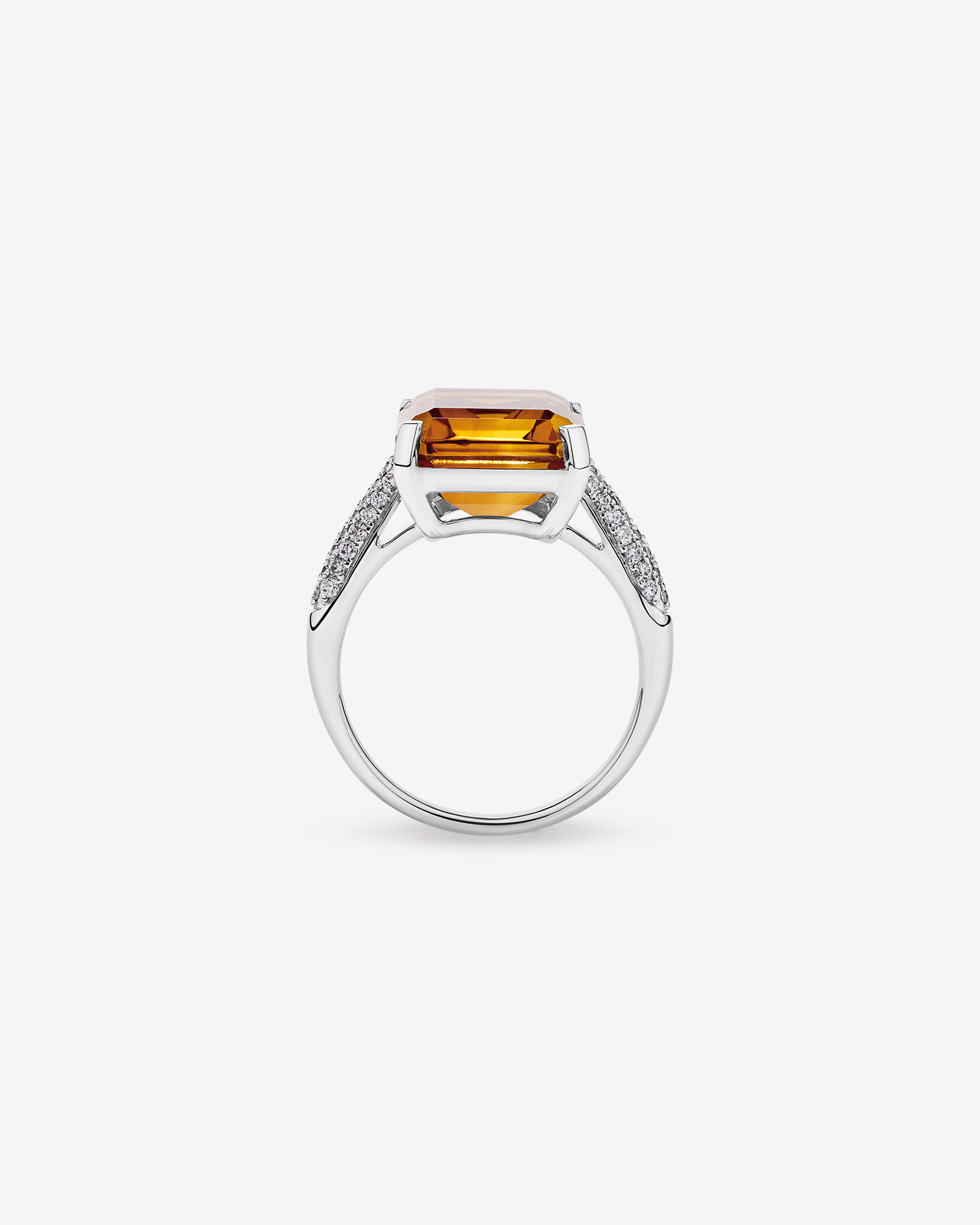 Emerald Cut Citrine & 0.23 Carat TW Diamond Ring 10kt White Gold
