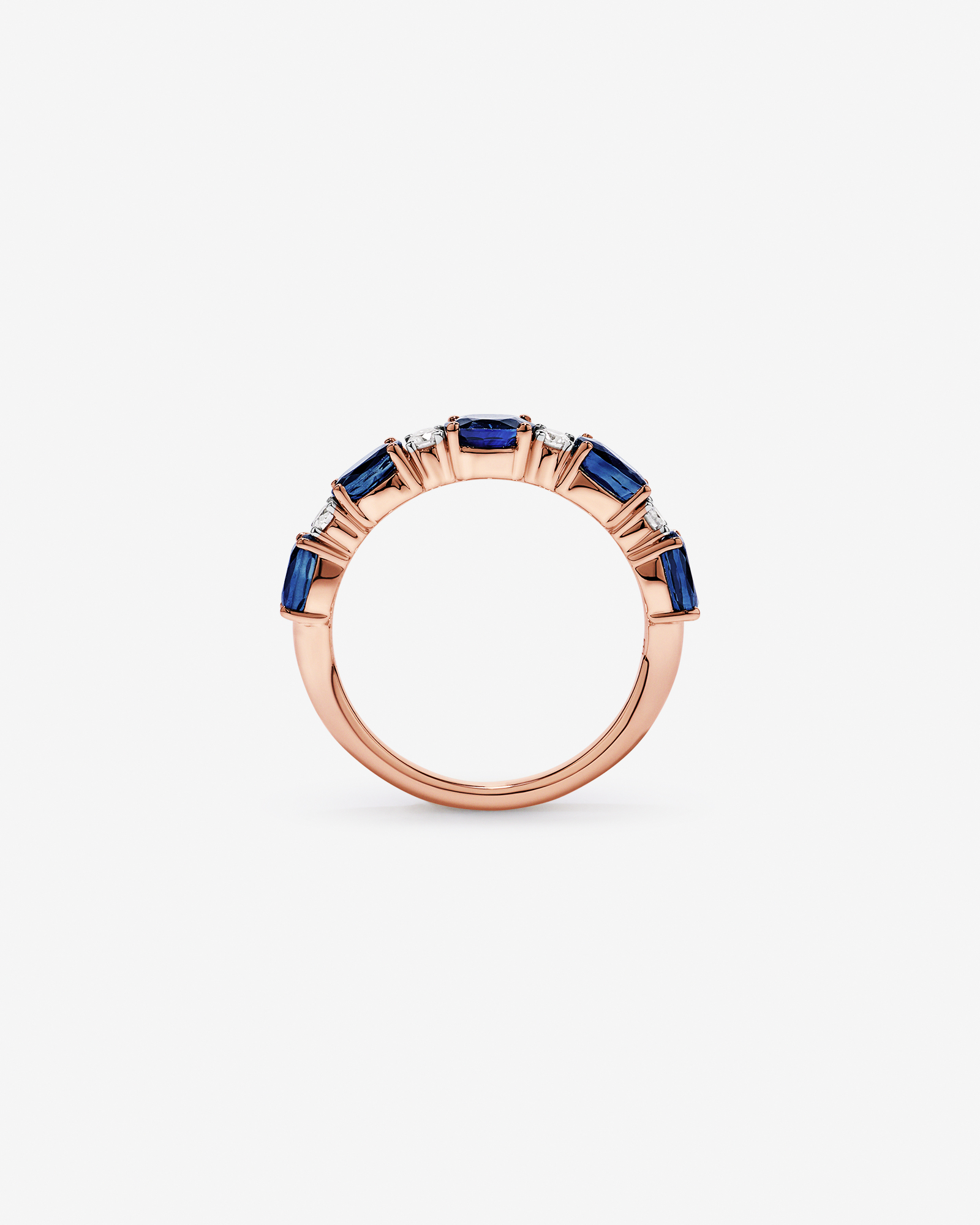 Australian Sapphire & 0.12 Carat TW Diamond Alternating Ring 10kt Rose Gold