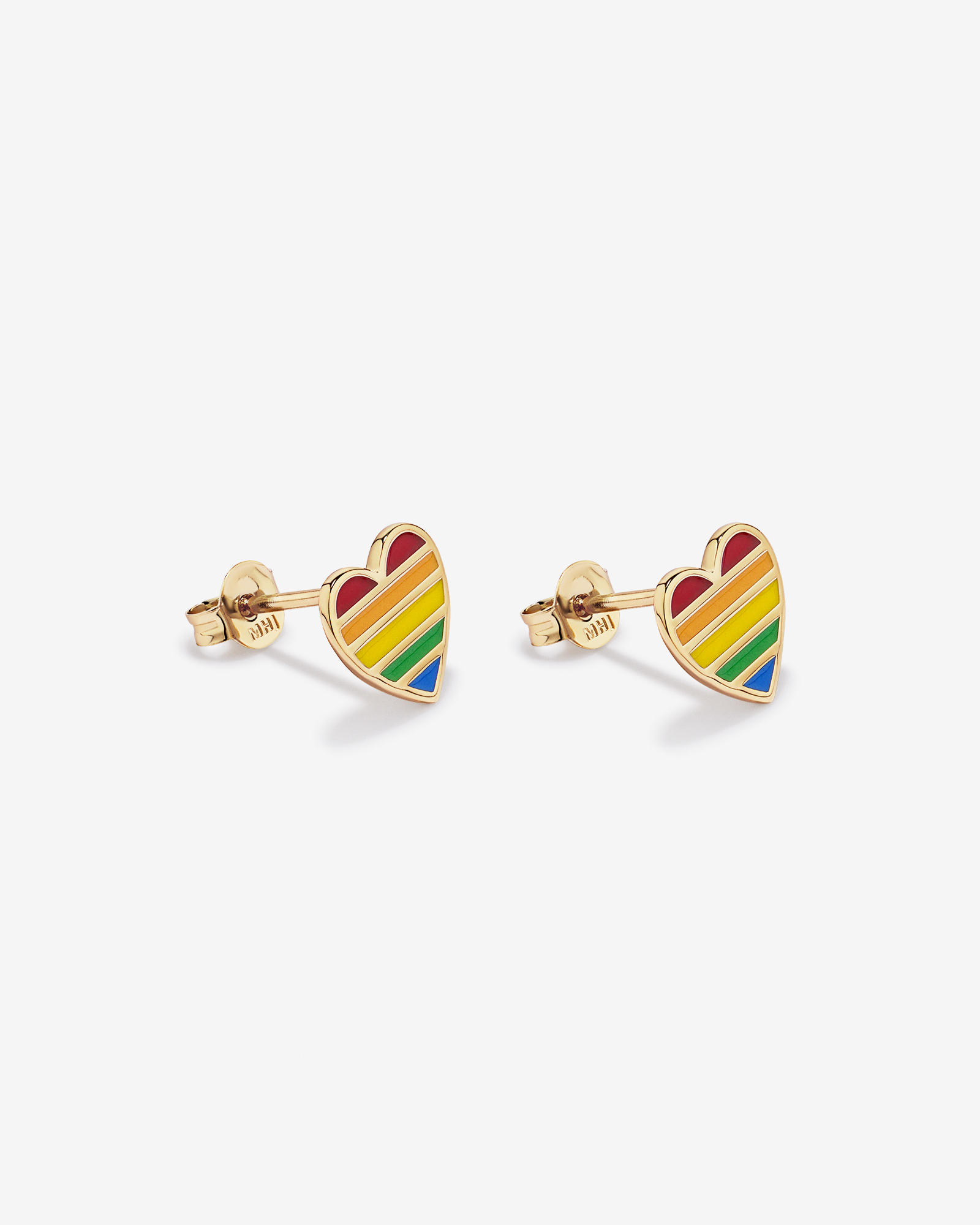Heart Stud Earrings in 18Kt Vermeil with Enamel