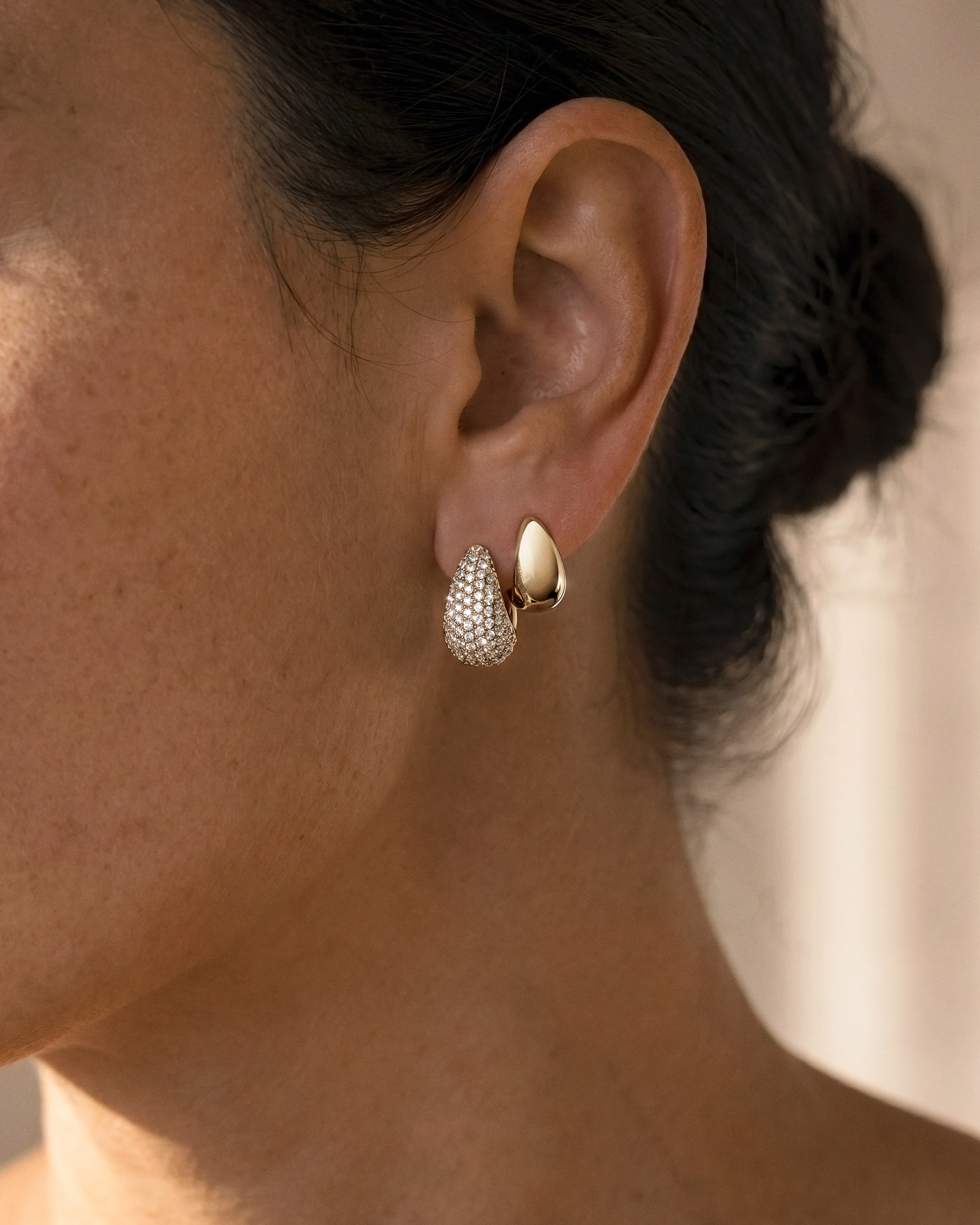 Pavé Tapered Cubic Zirconia Stud Earrings in 18kt Vermeil